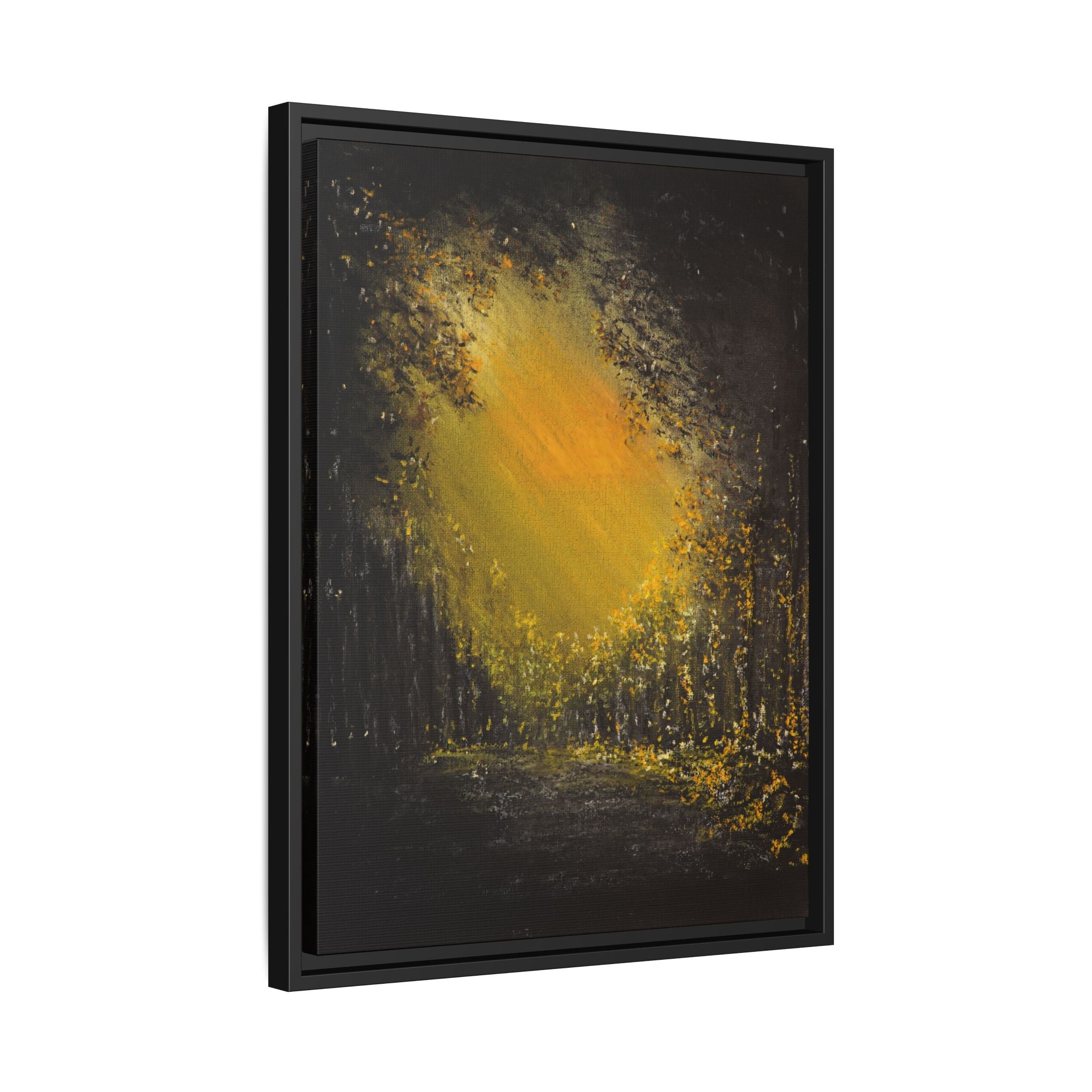 Framed Matte Canvas Wall Art — Golden Forest Glow