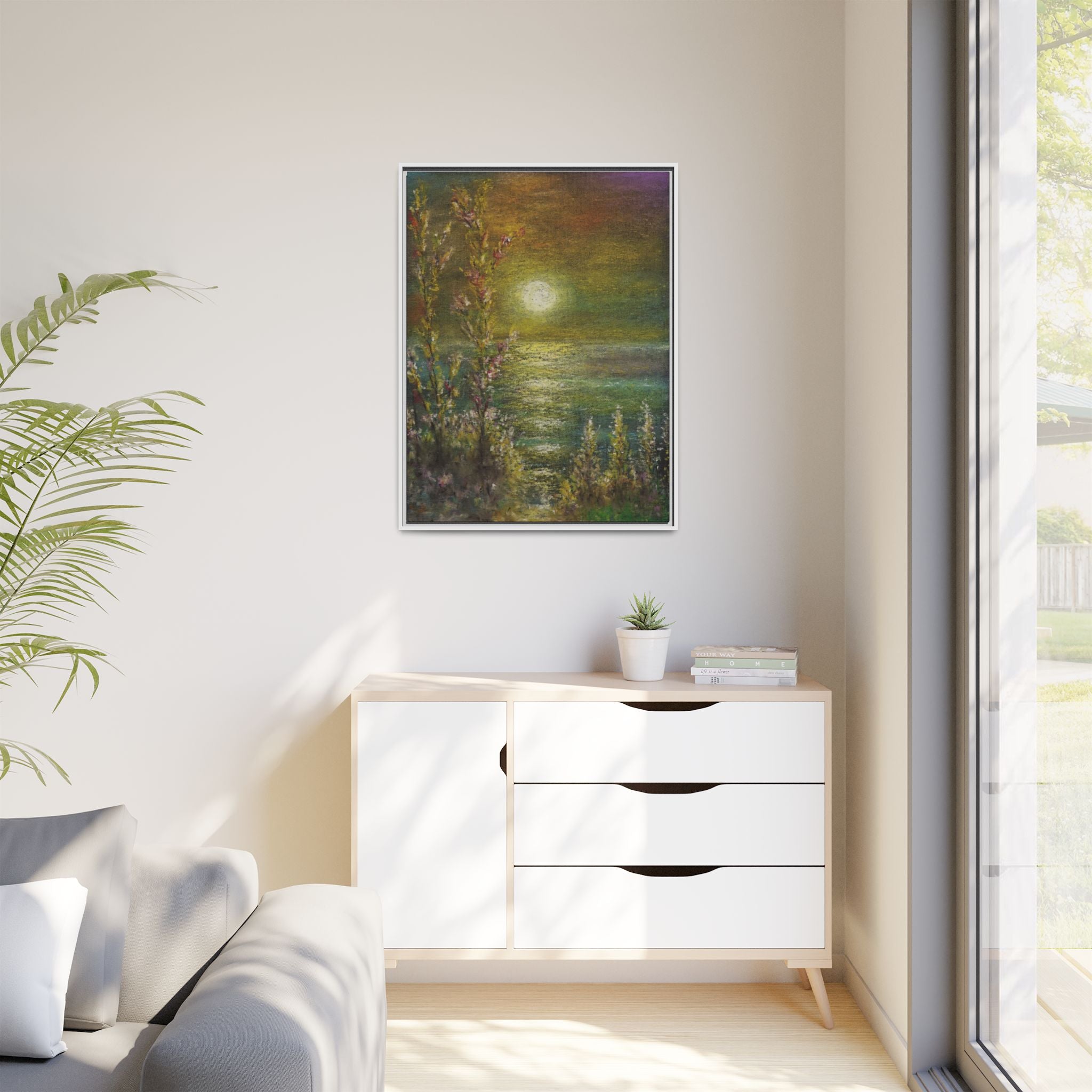 Framed Matte Canvas Print — Tranquil Moonlit Seascape