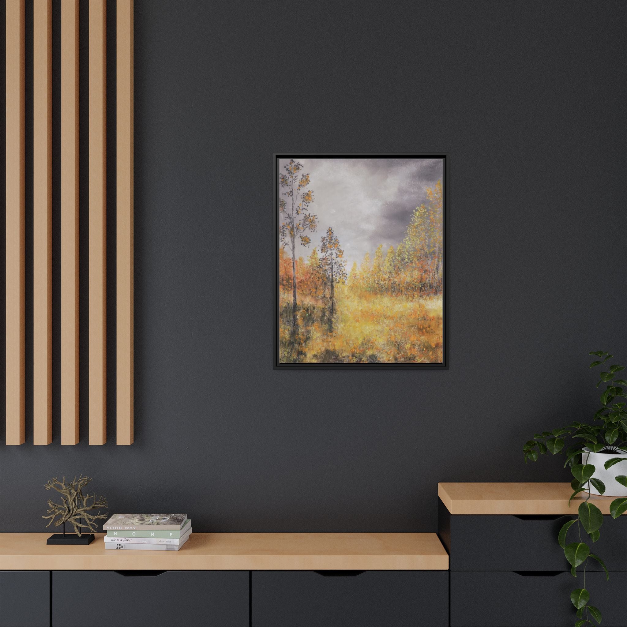 Autumn Meadow - Framed Autumn Landscape Canvas Print