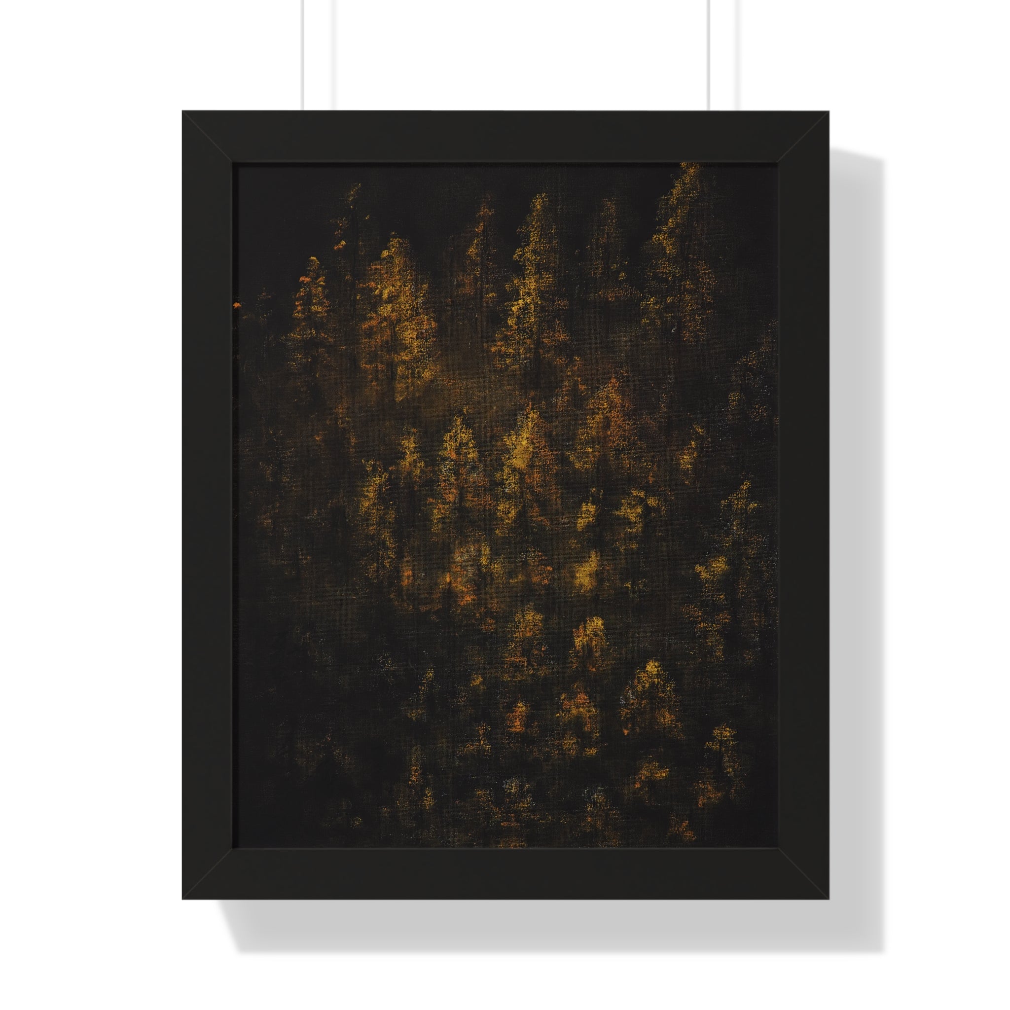Framed Poster — Moody Golden Forest Wall Art (Vertical)