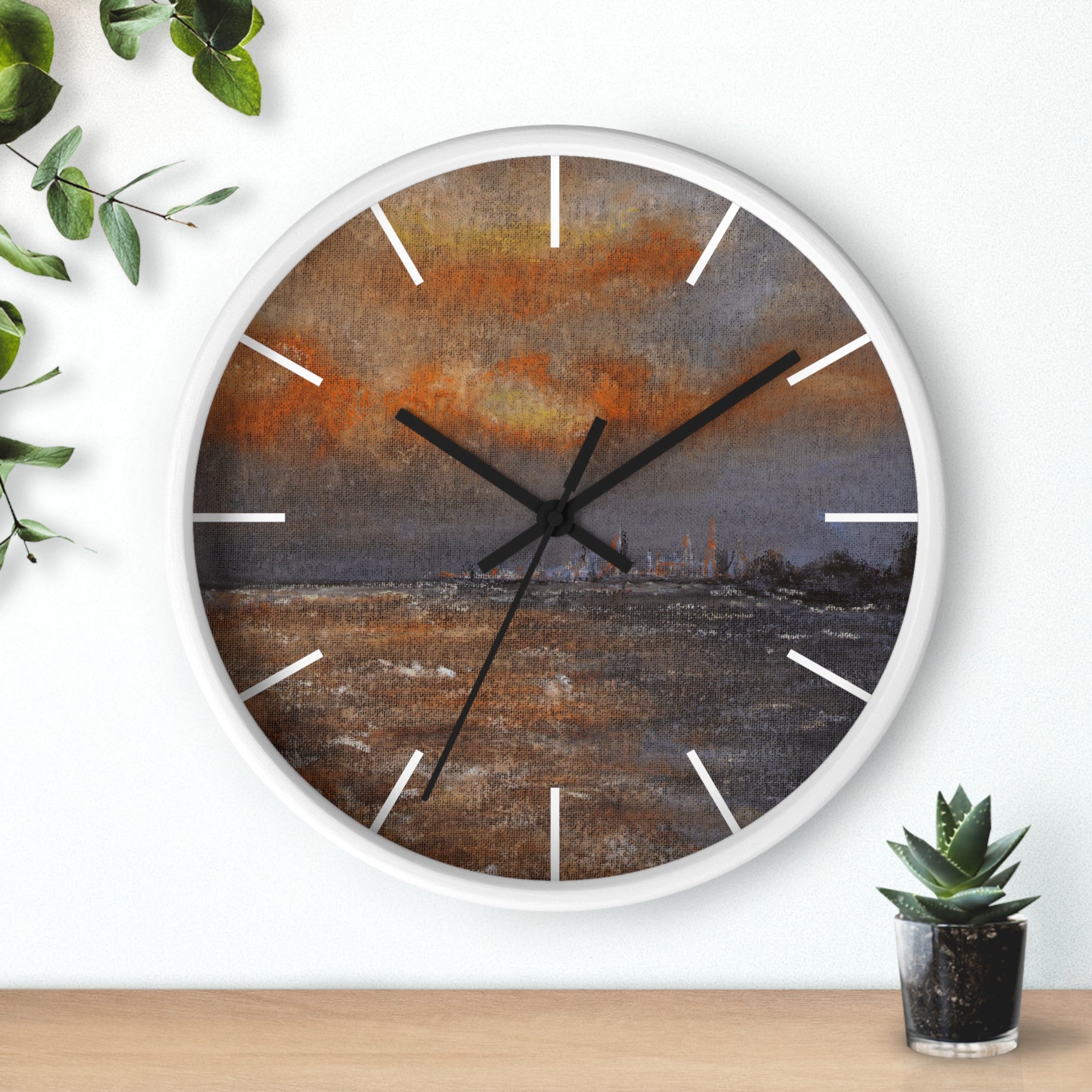 Coastal Sunset Wall Clock — Moody Seascape Timepiece