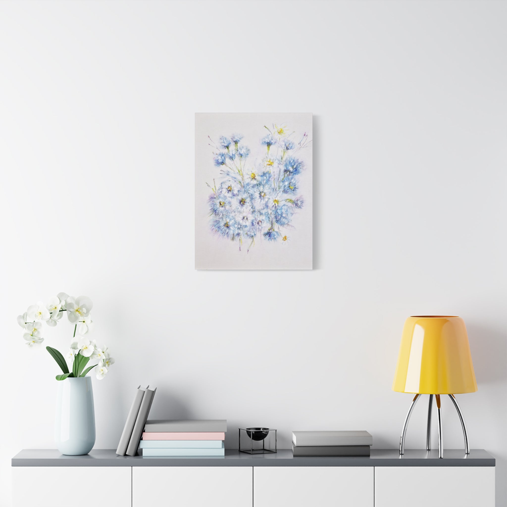 Blue Wildflower Bouquet Matte Canvas Wall Art — Stretched 1.25"