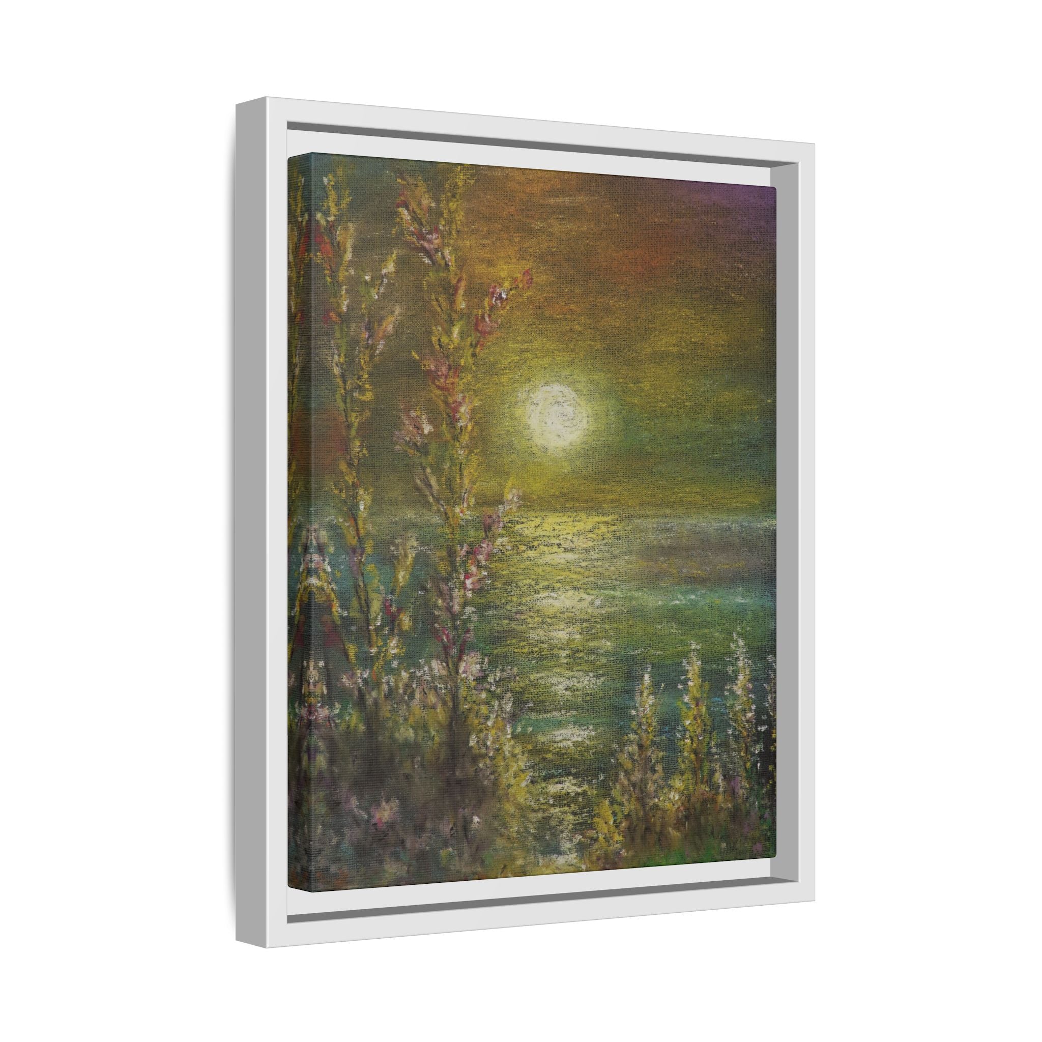 Framed Matte Canvas Print — Tranquil Moonlit Seascape