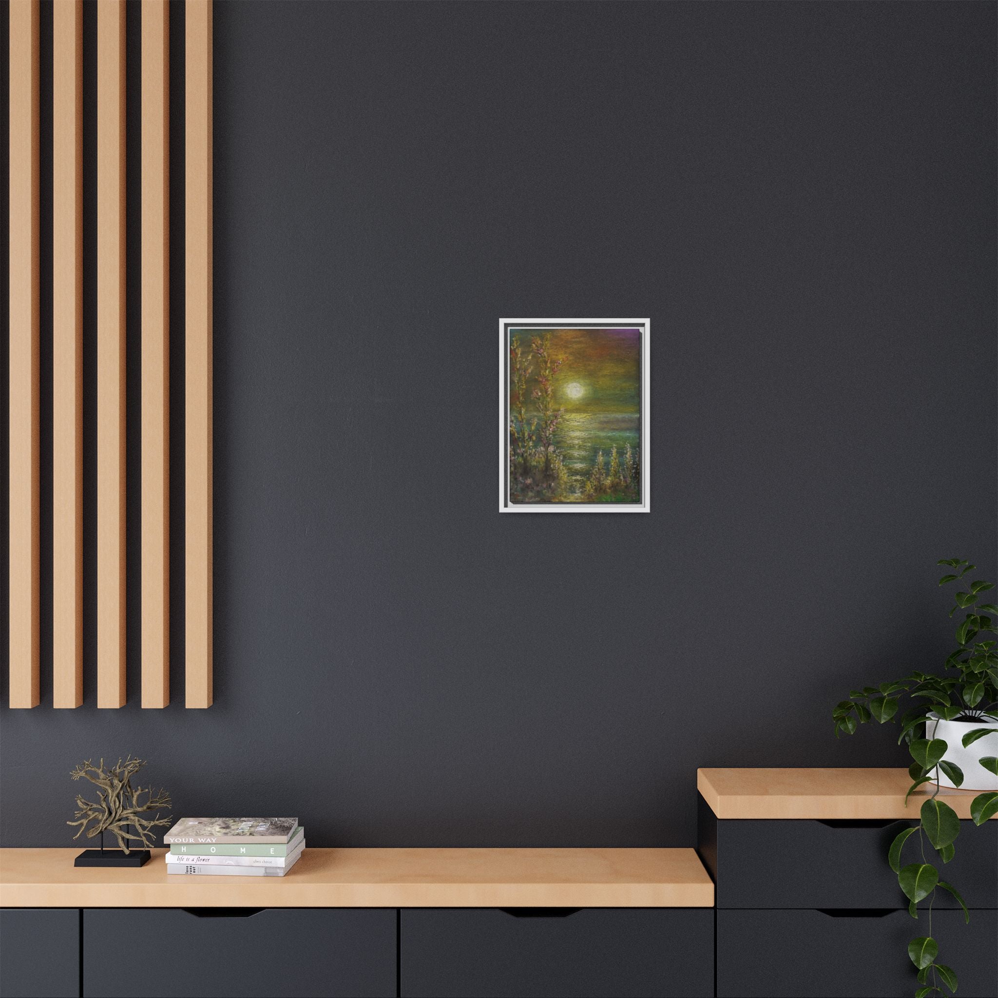 Framed Matte Canvas Print — Tranquil Moonlit Seascape