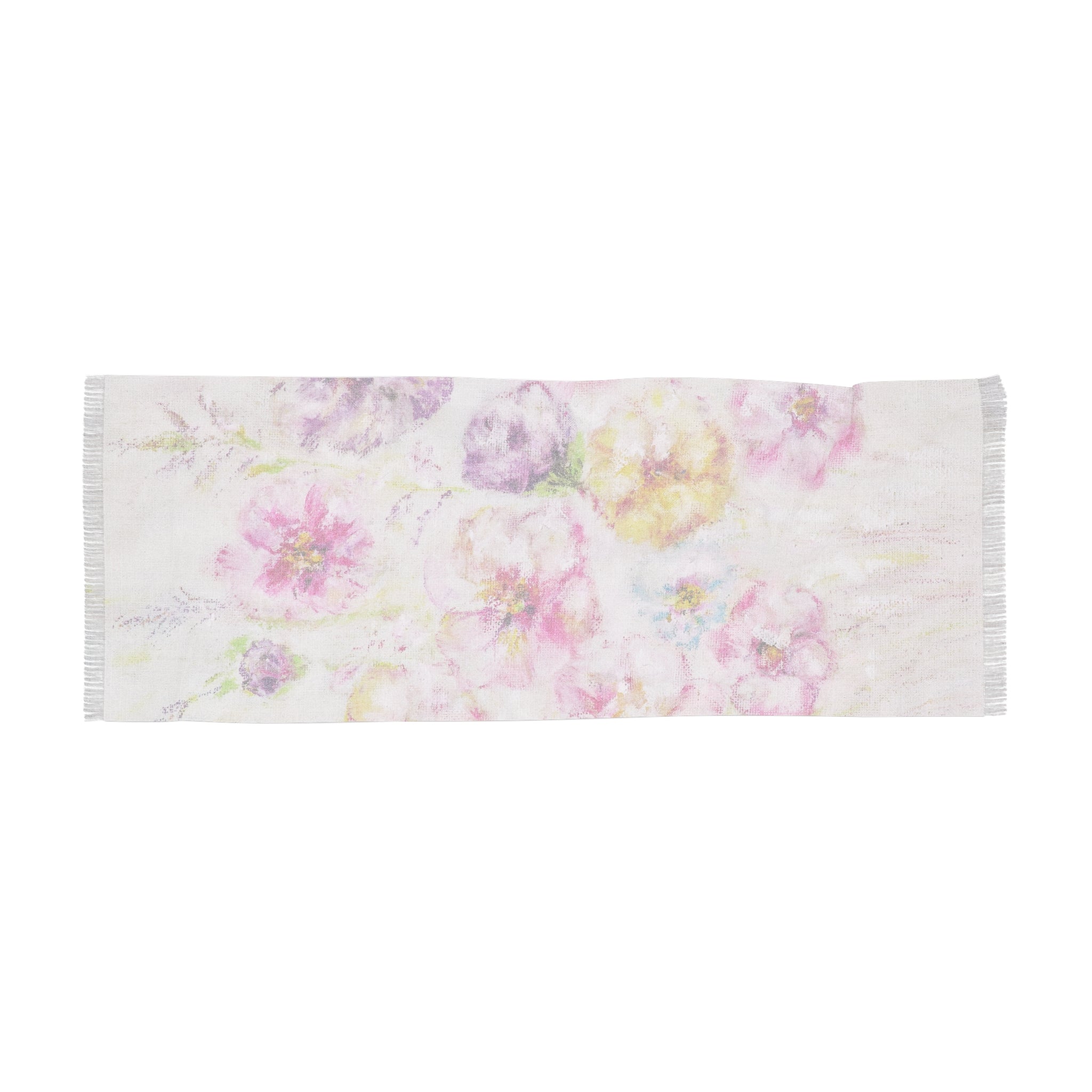 Floral Watercolor Light Scarf – Pastel Garden Spring Wrap