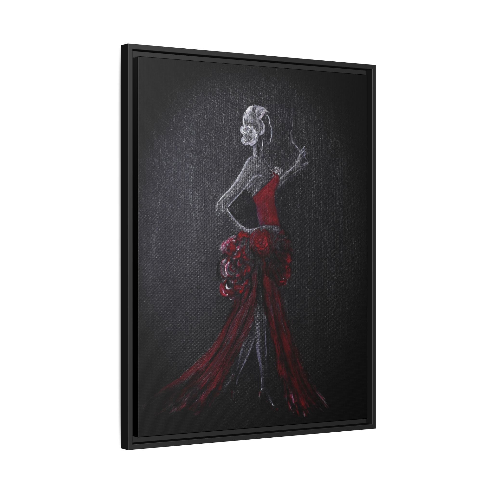 Framed Matte Canvas - Red Flamenco Dancer Art Print