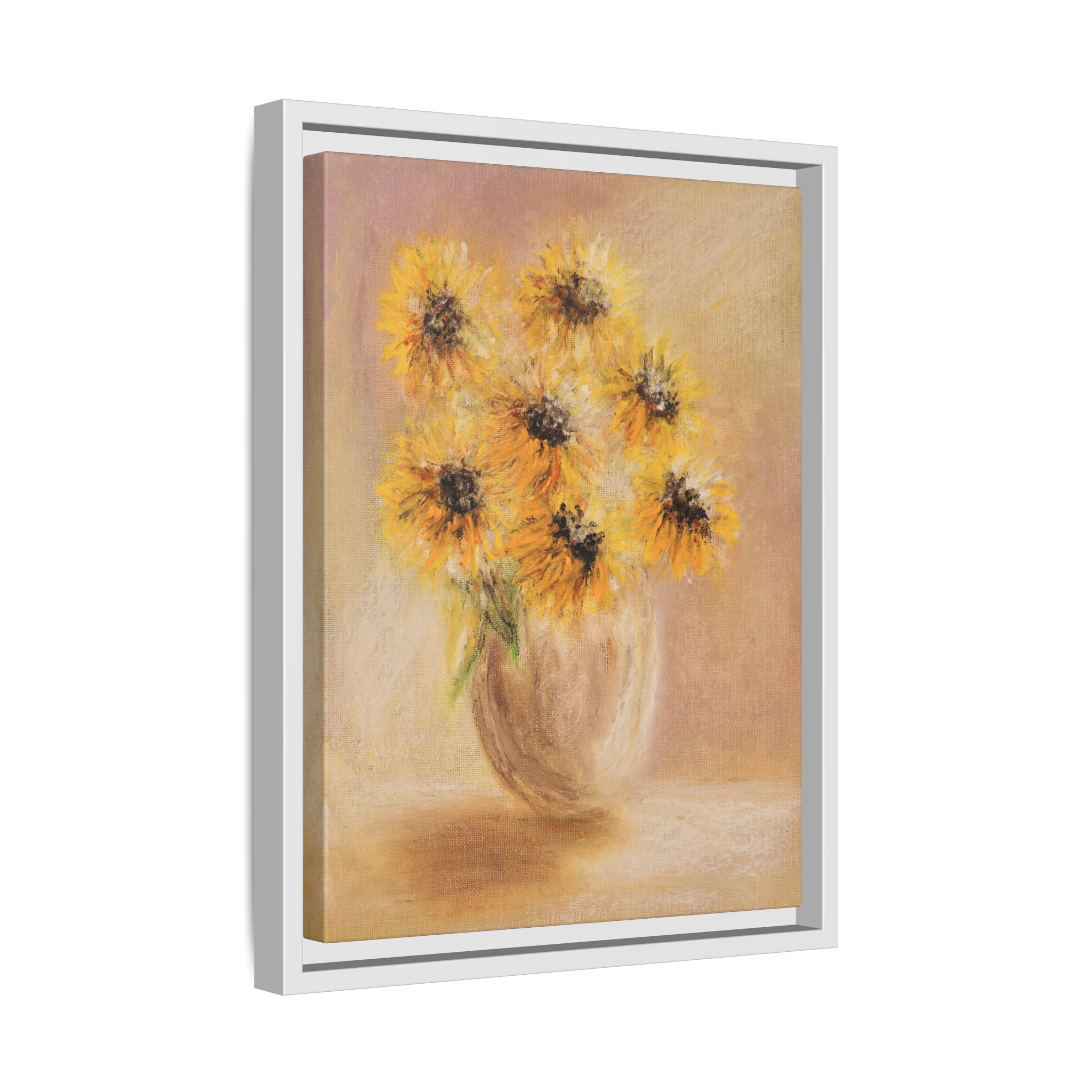 Framed Sunflower Vase — Matte Canvas Wall Art