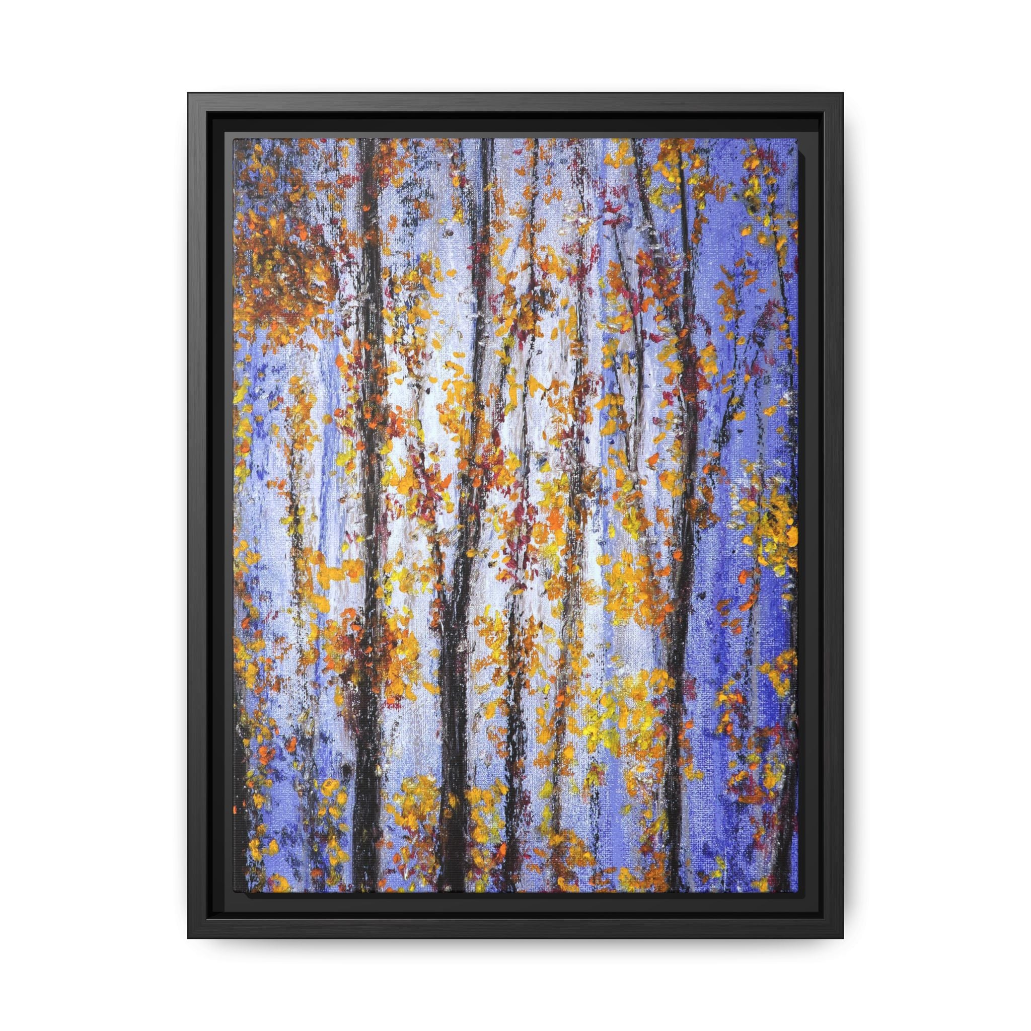 Framed Matte Canvas Art – Autumn Aspen Trees Wall Print