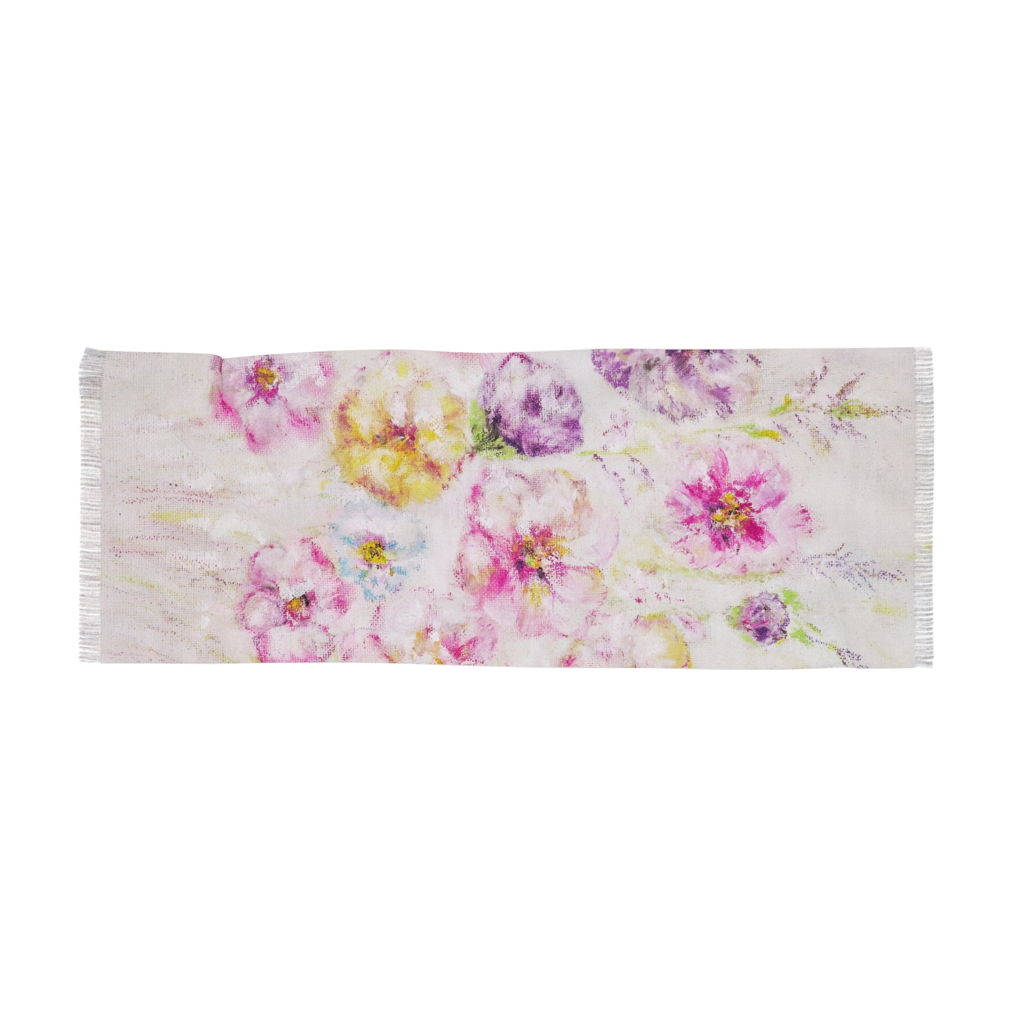 Floral Watercolor Light Scarf – Pastel Garden Spring Wrap