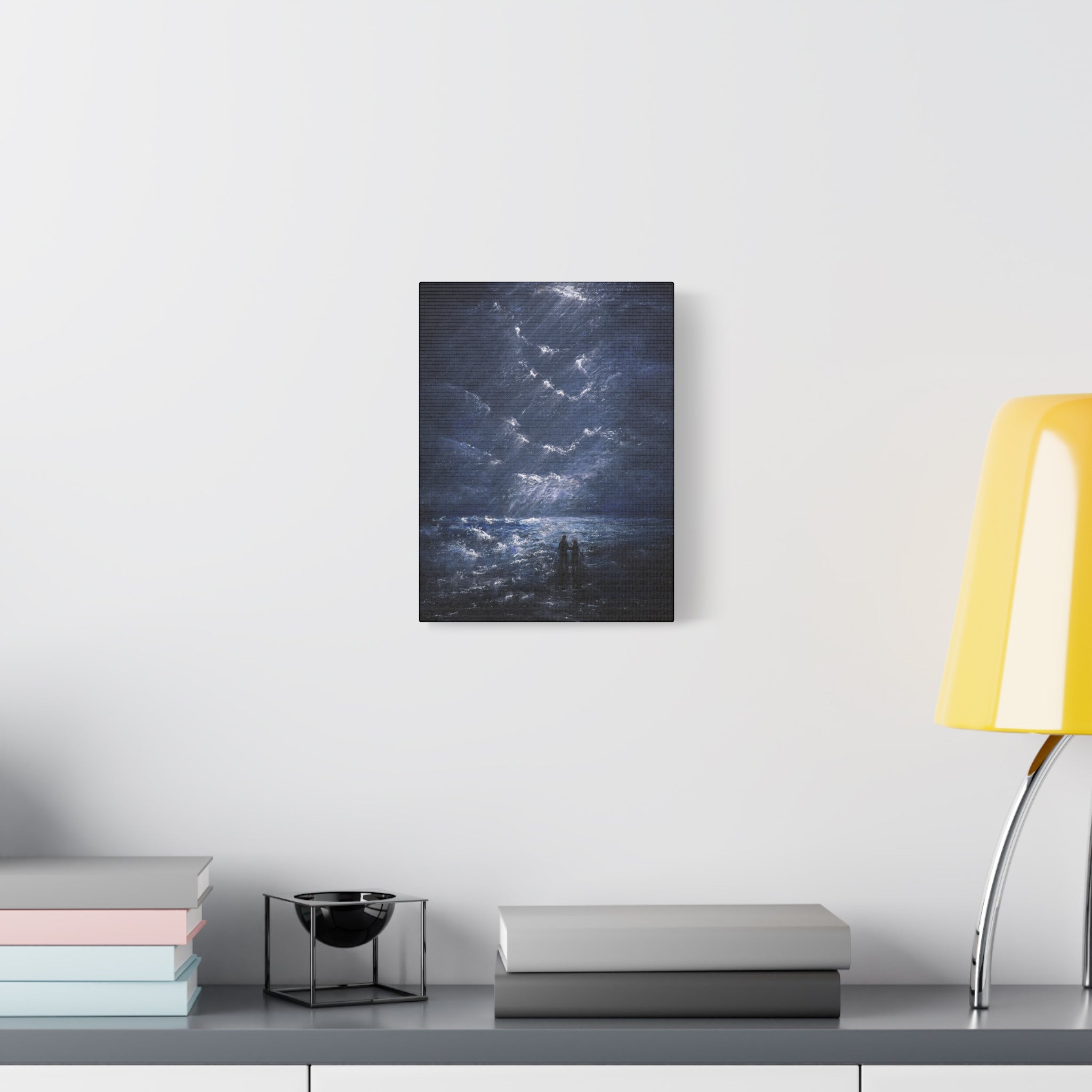 Couple on Shore at Night, Matte Stretched Wall Decor