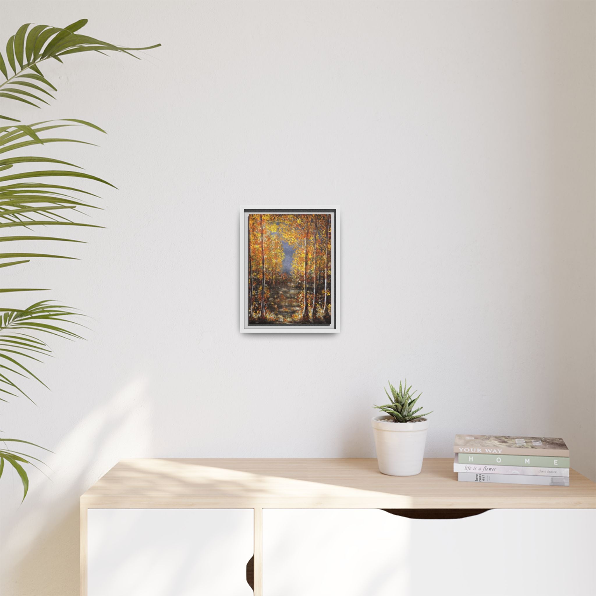 Framed Canvas Art - Autumn Forest Trees Landscape