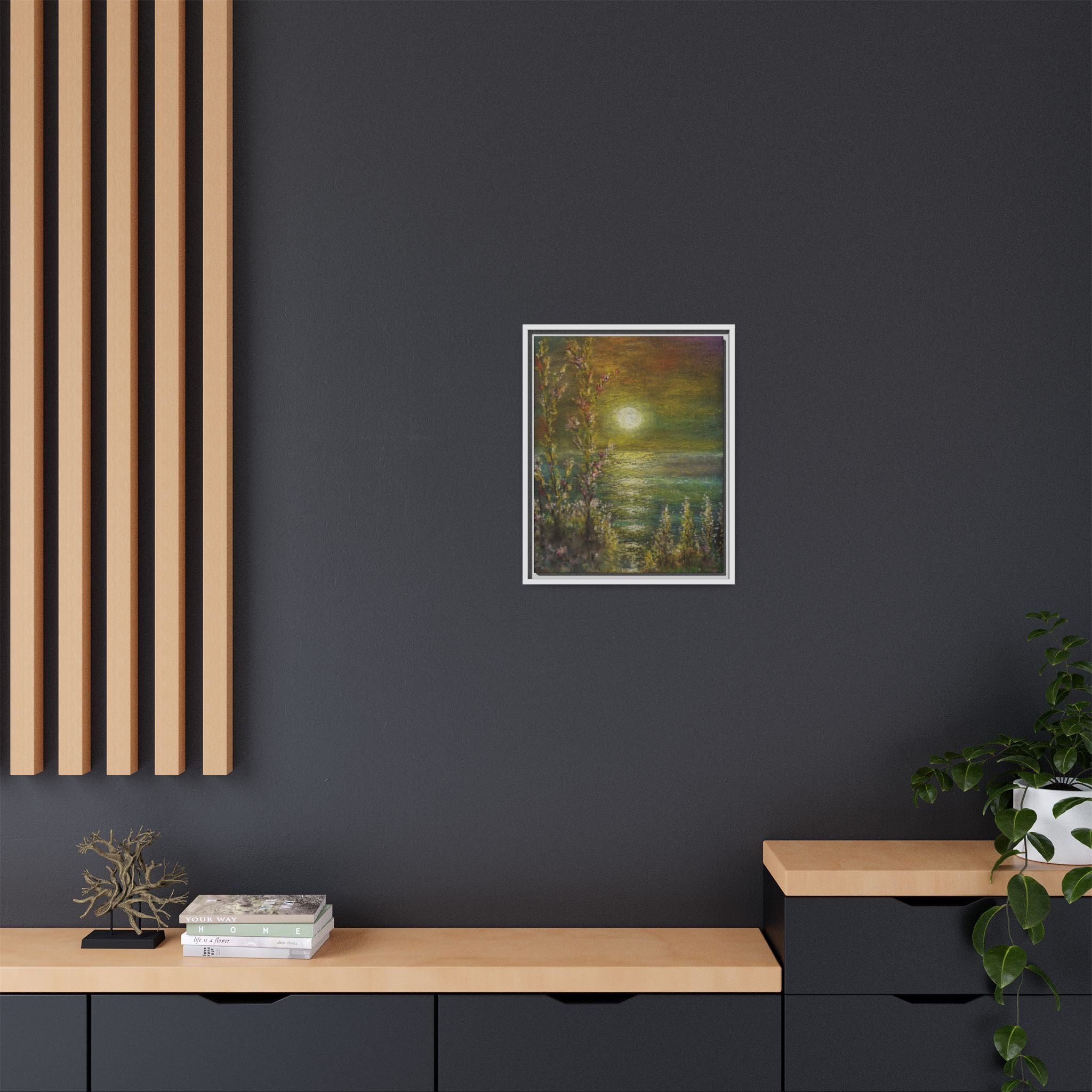 Framed Matte Canvas Print — Tranquil Moonlit Seascape