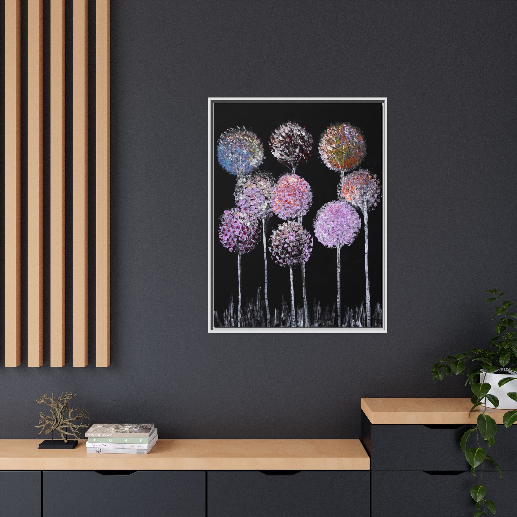 Framed Matte Canvas-Pastel Floral Art