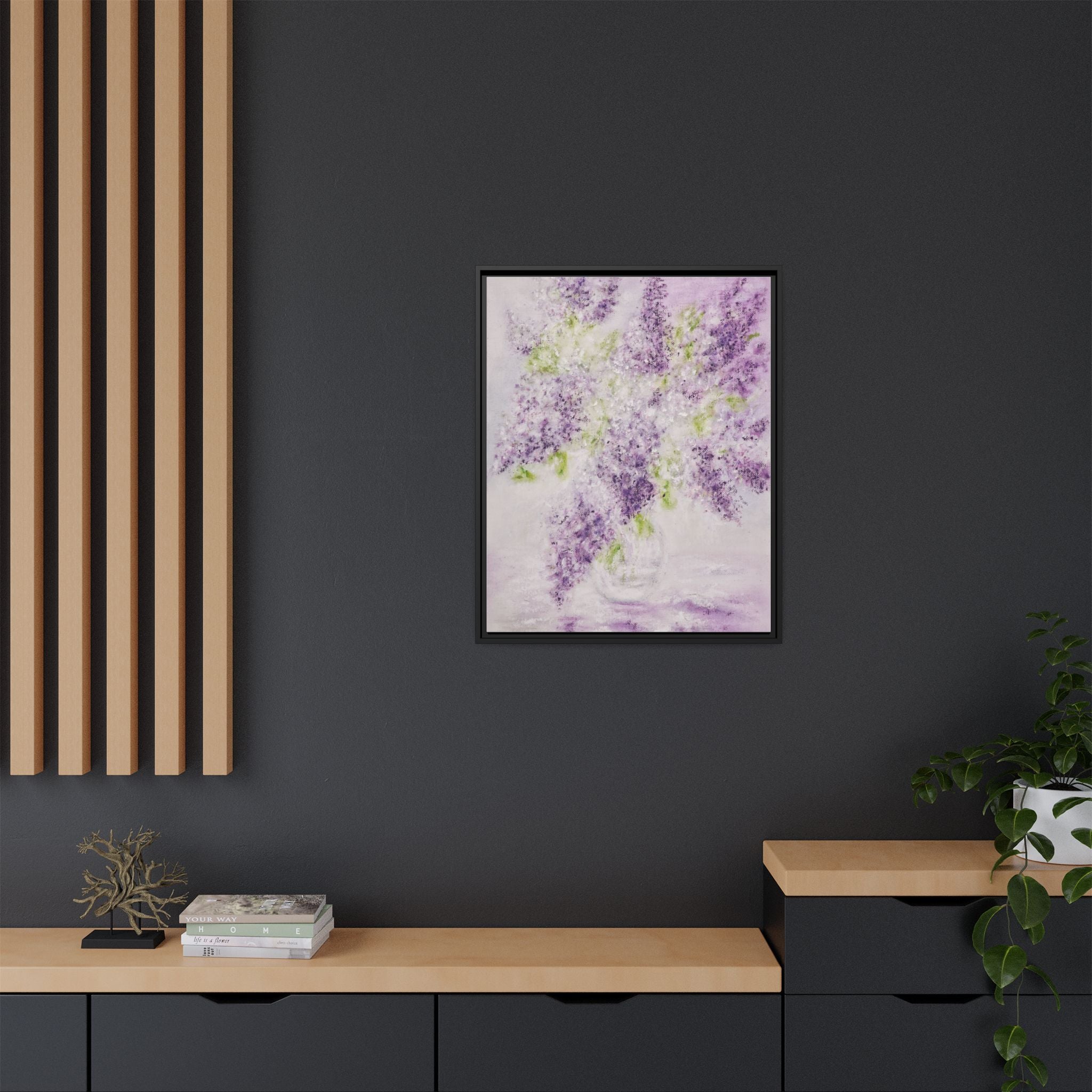 Framed Lilac Canvas Print — Matte Floral Wall Art