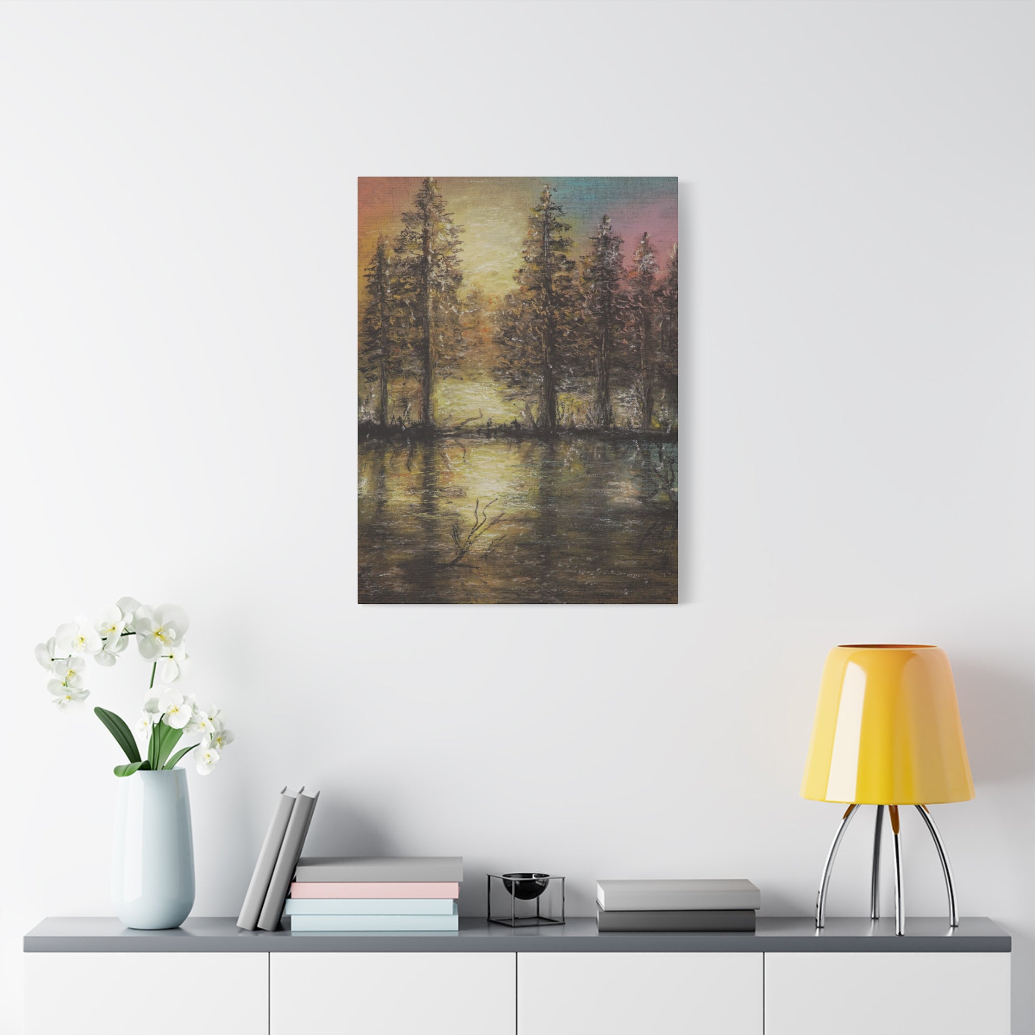 Sunset Forest Reflection Canvas Print