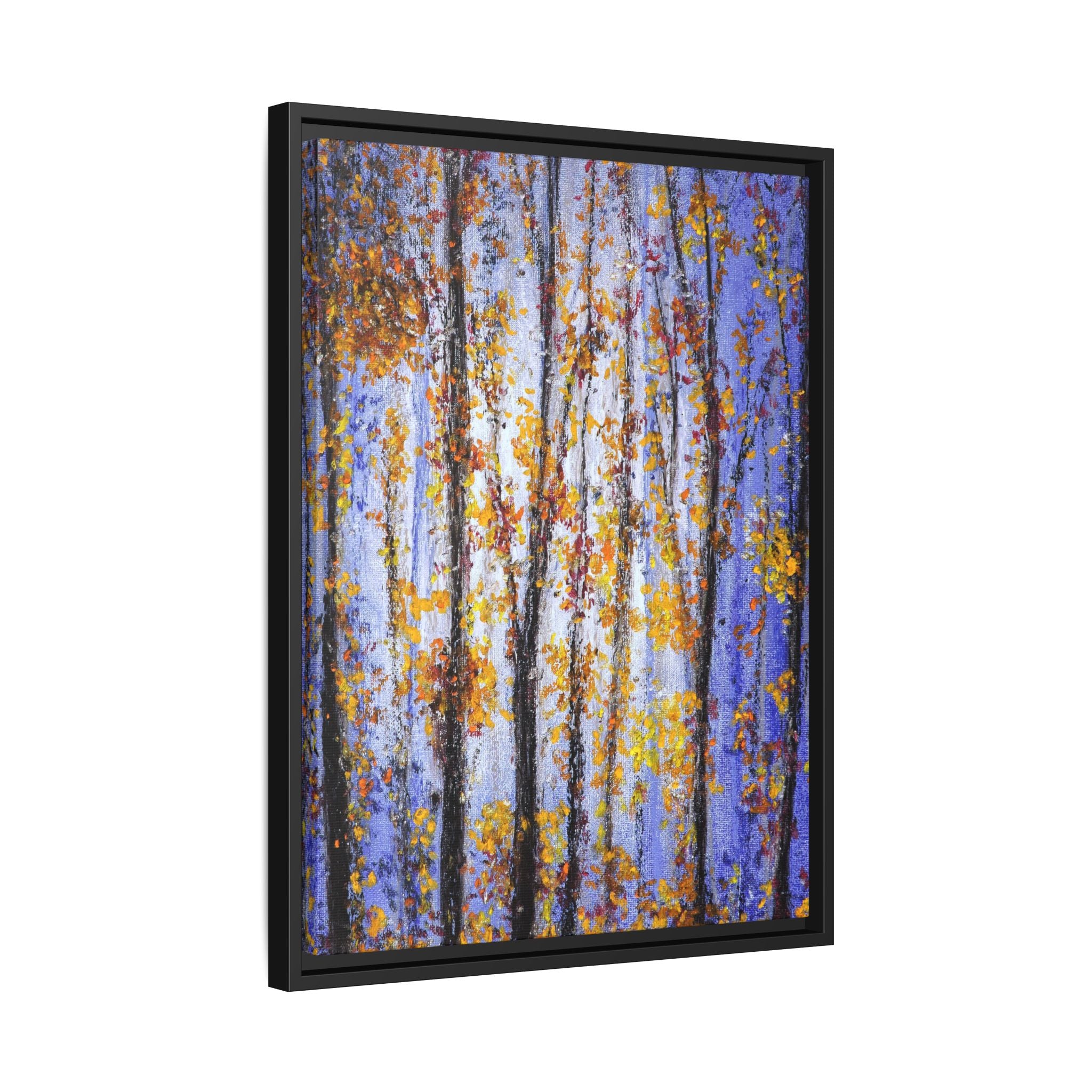 Framed Matte Canvas Art – Autumn Aspen Trees Wall Print