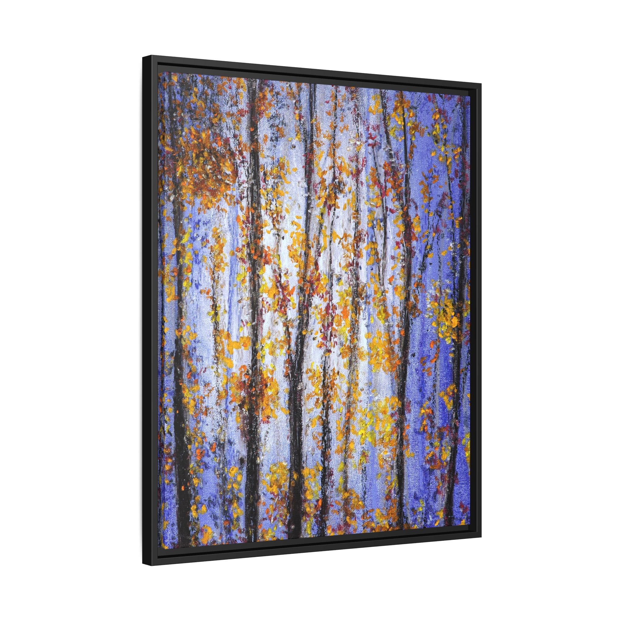 Framed Matte Canvas Art – Autumn Aspen Trees Wall Print