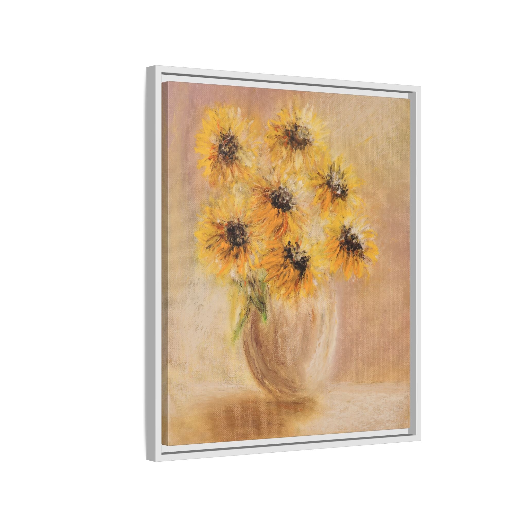 Framed Sunflower Vase — Matte Canvas Wall Art