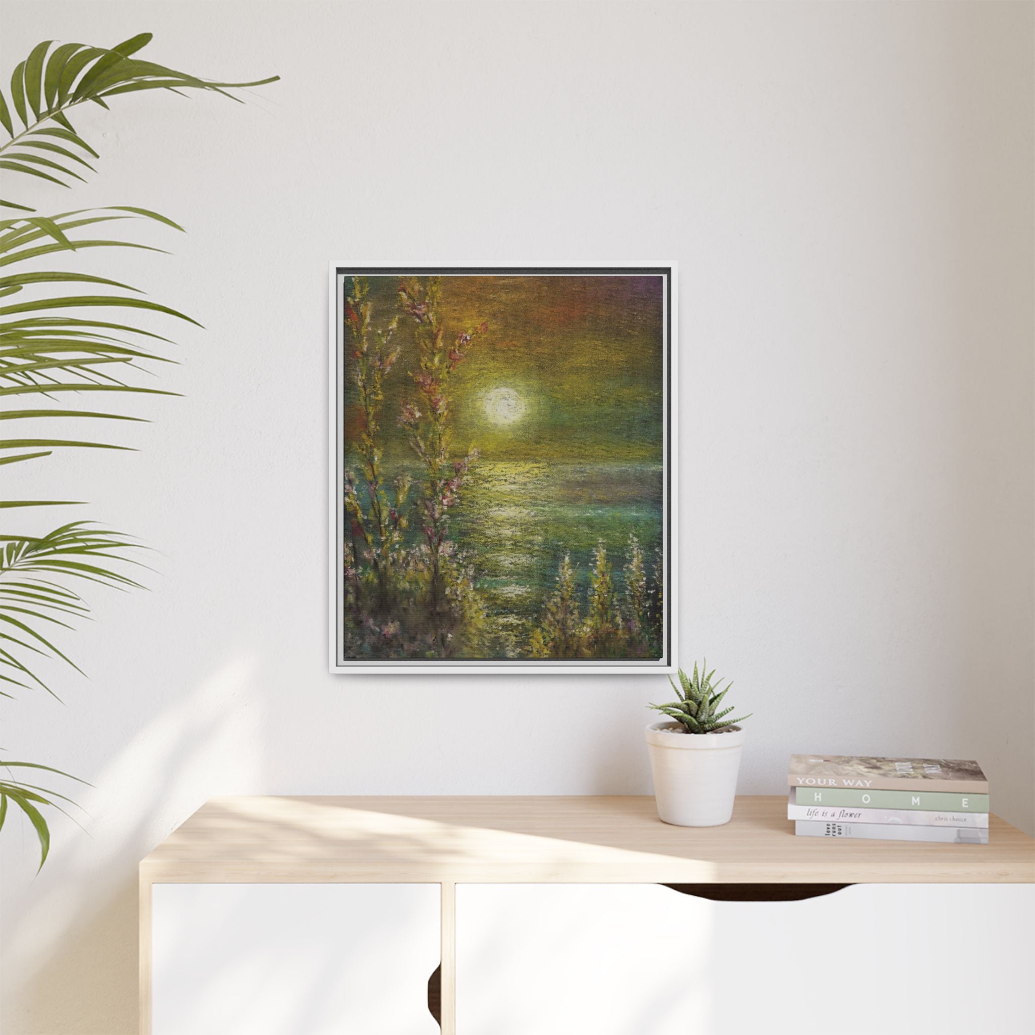Framed Matte Canvas Print — Tranquil Moonlit Seascape