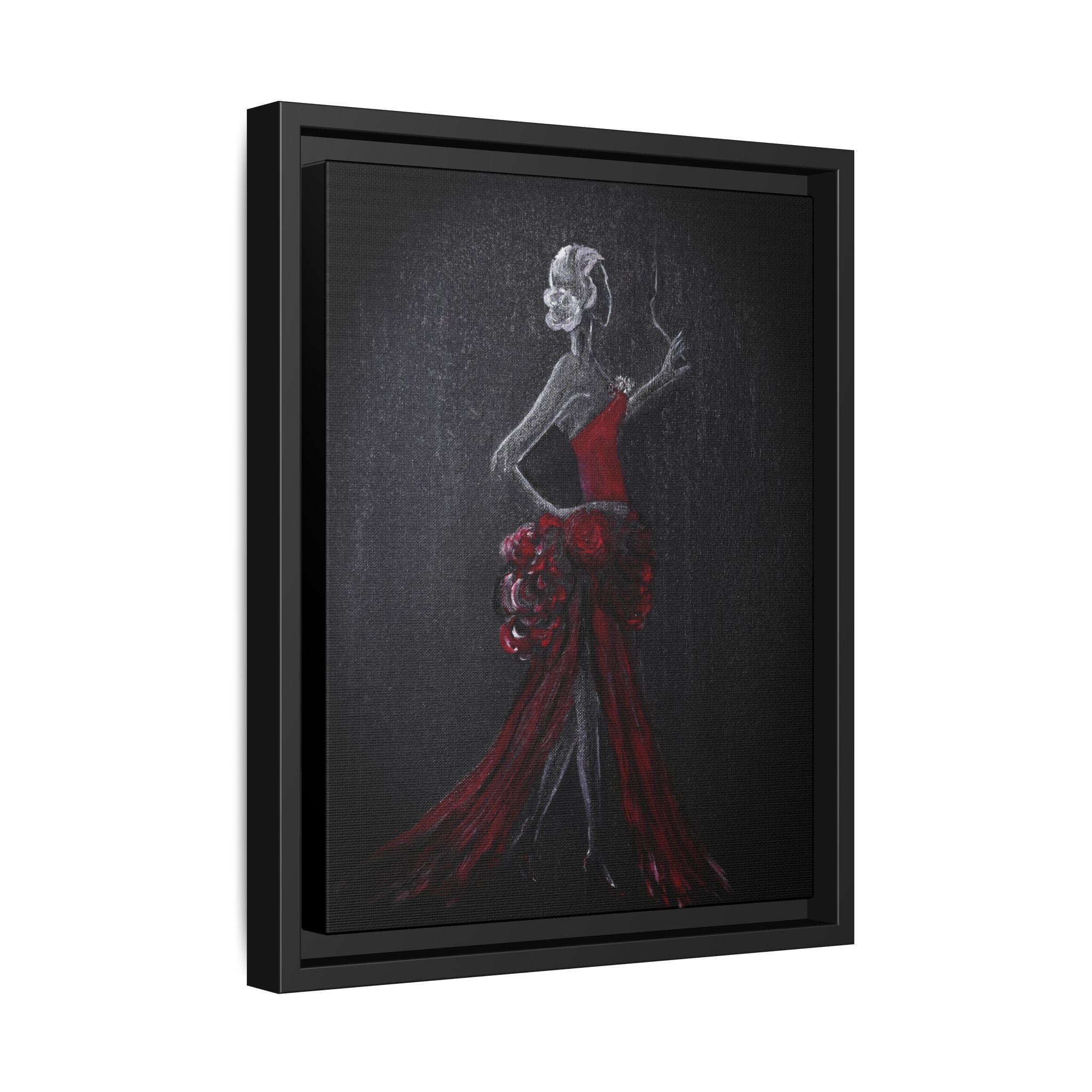 Framed Matte Canvas - Red Flamenco Dancer Art Print