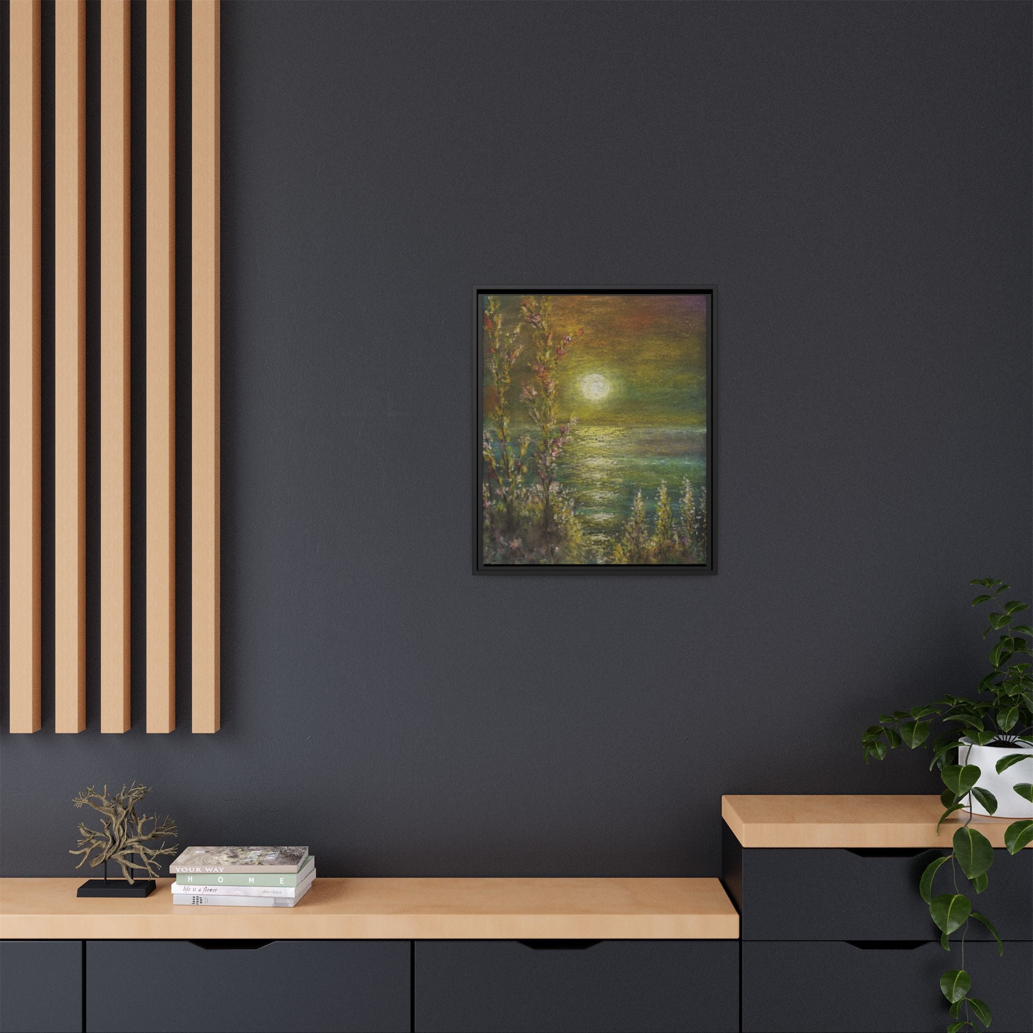 Framed Matte Canvas Print — Tranquil Moonlit Seascape