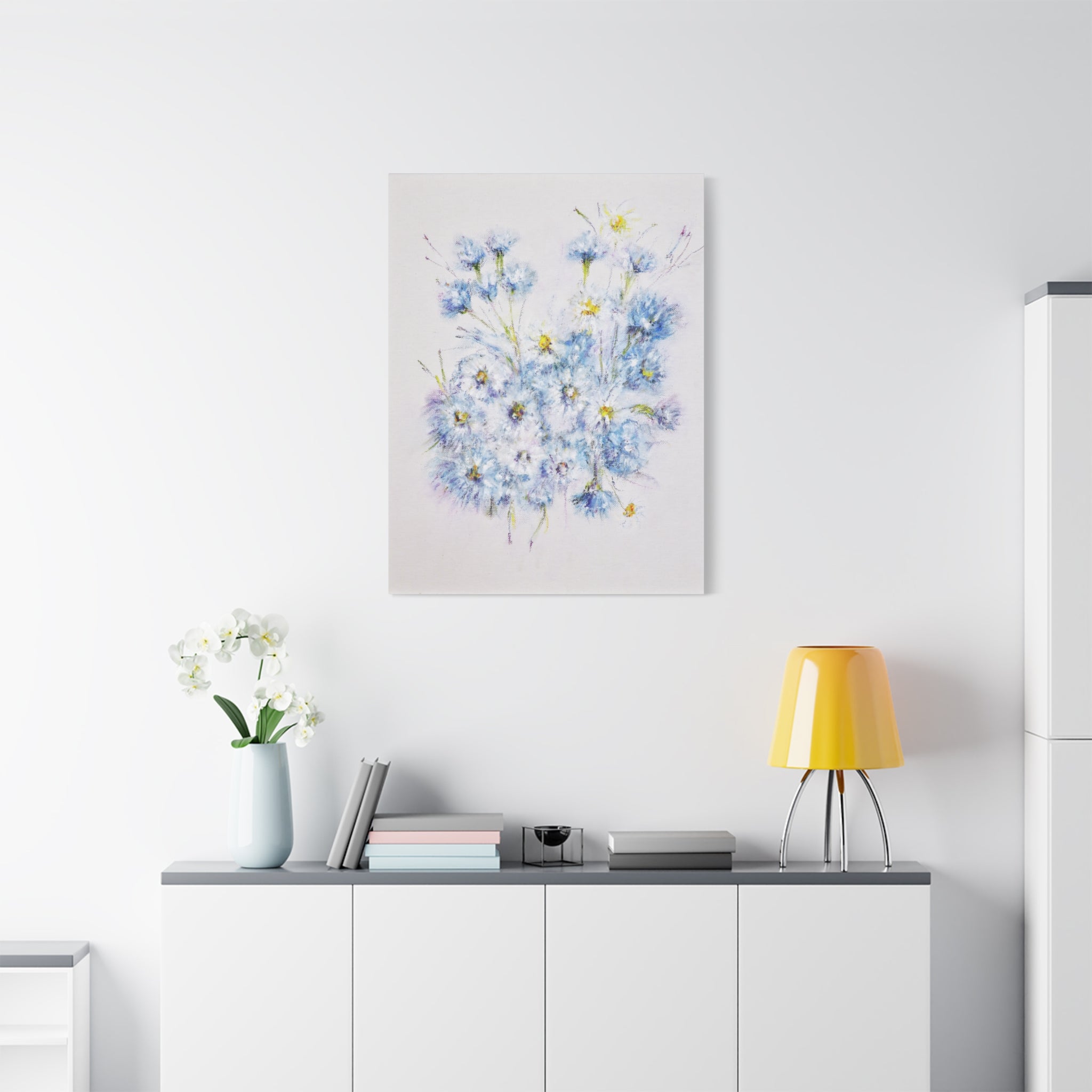 Blue Wildflower Bouquet Matte Canvas Wall Art — Stretched 1.25"