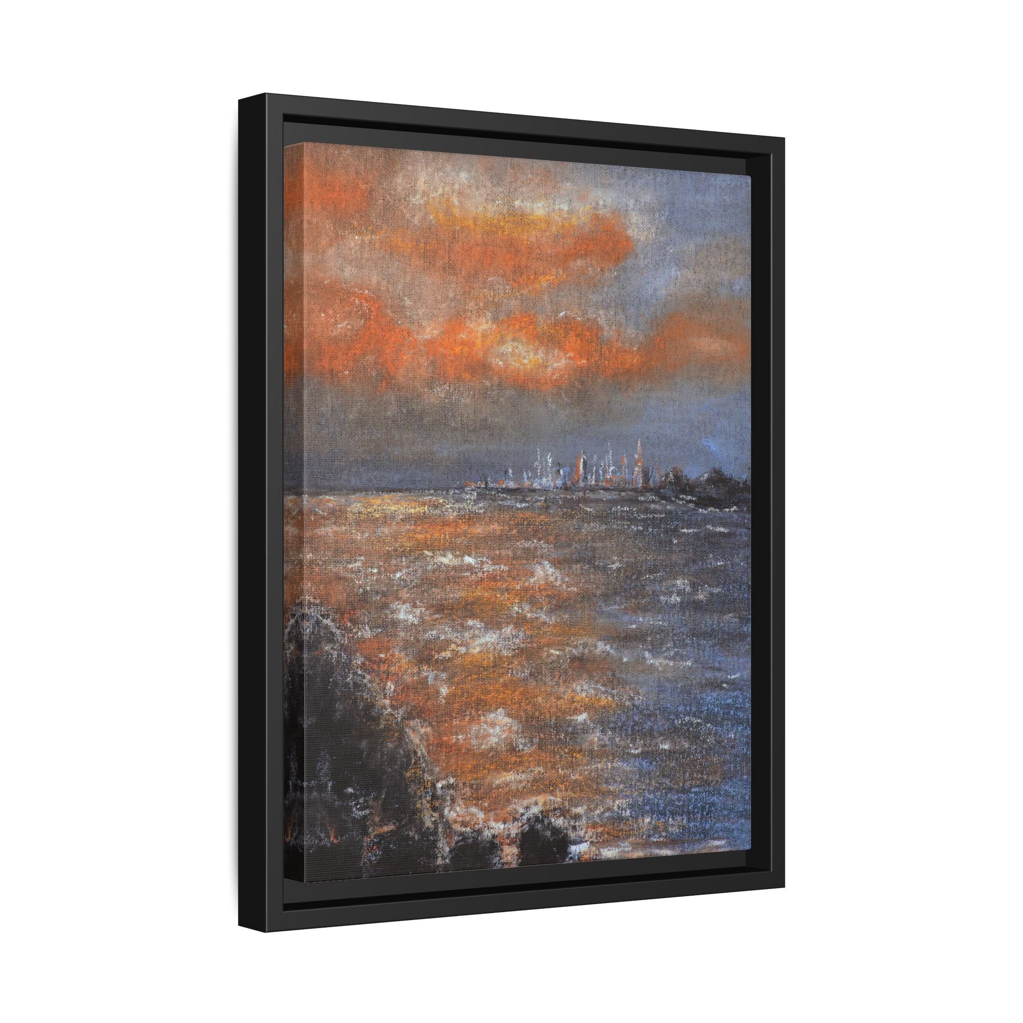 Framed Matte Canvas Print — Coastal Sunset Seascape