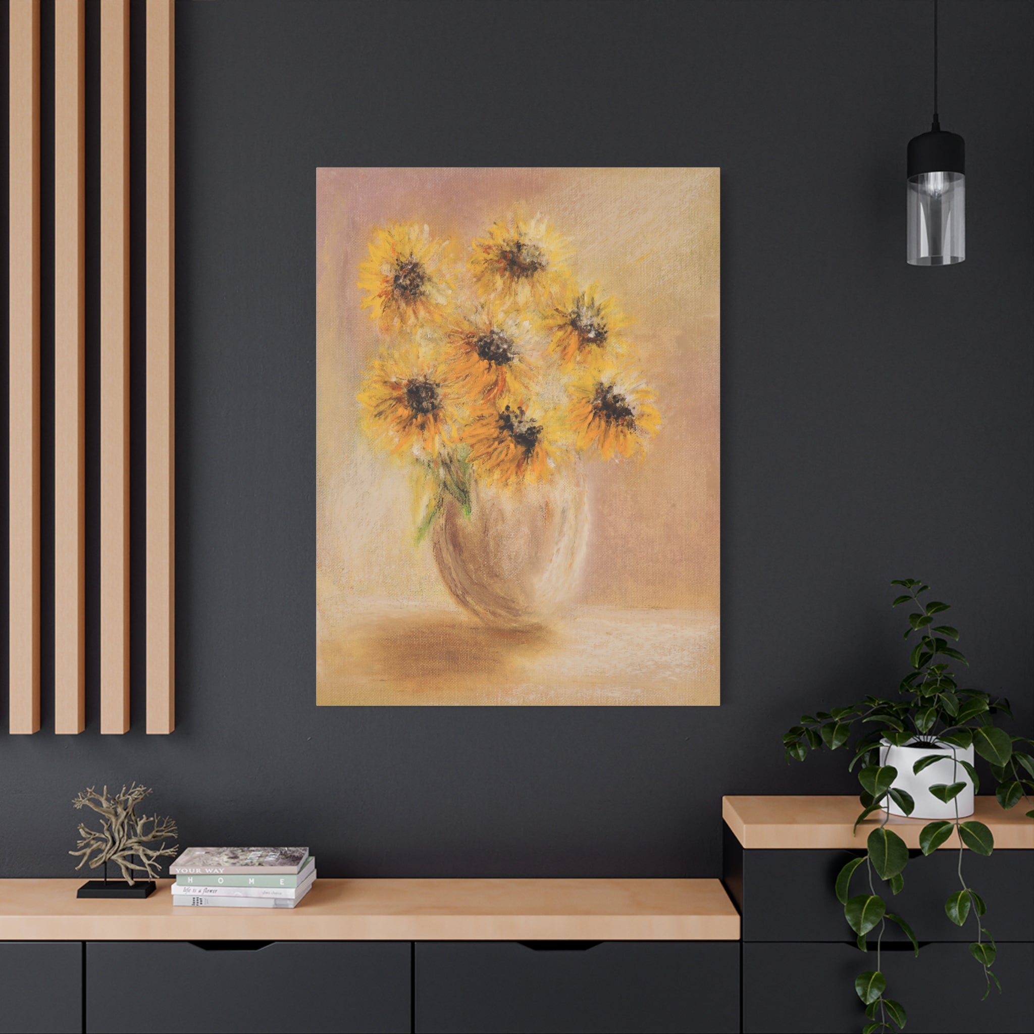 Sunflower Vase Canvas — Matte Stretched Wall Art