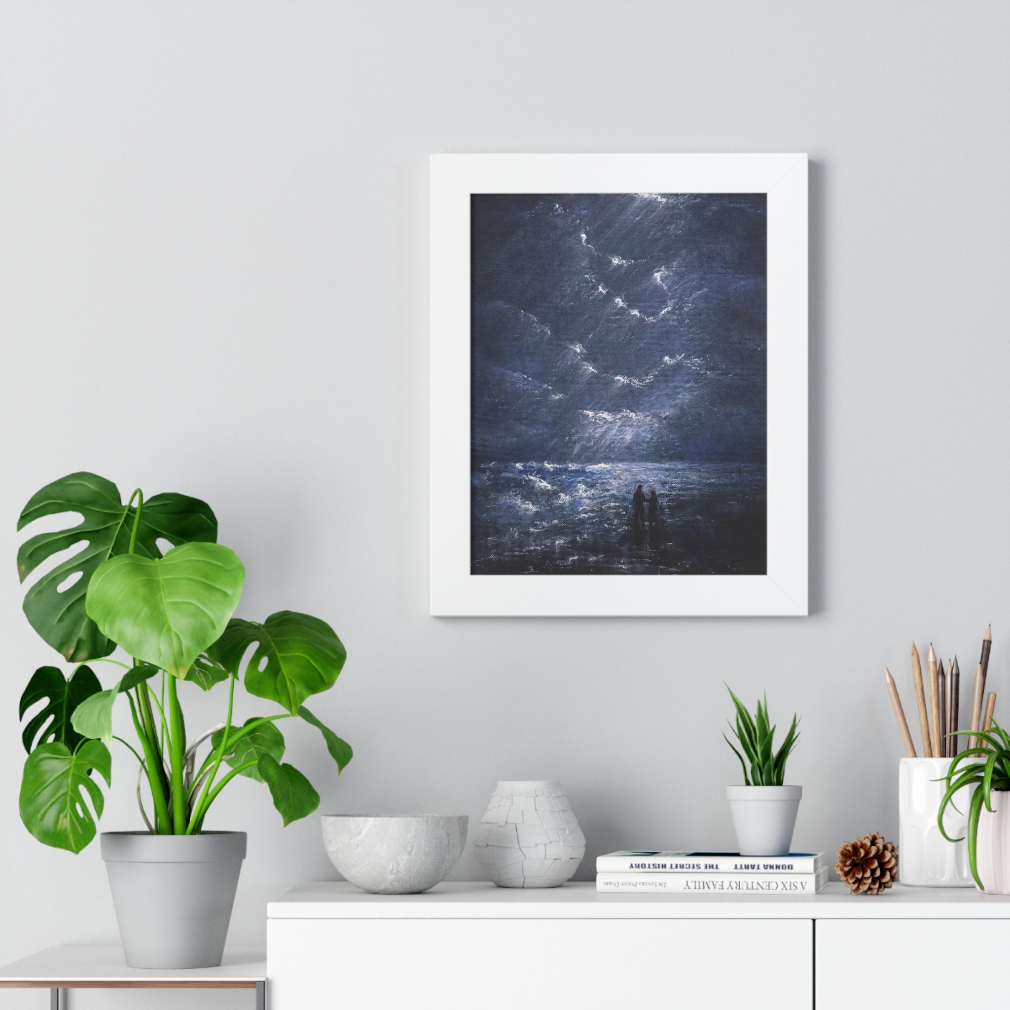 Framed Poster -Couple on Shore at Night
