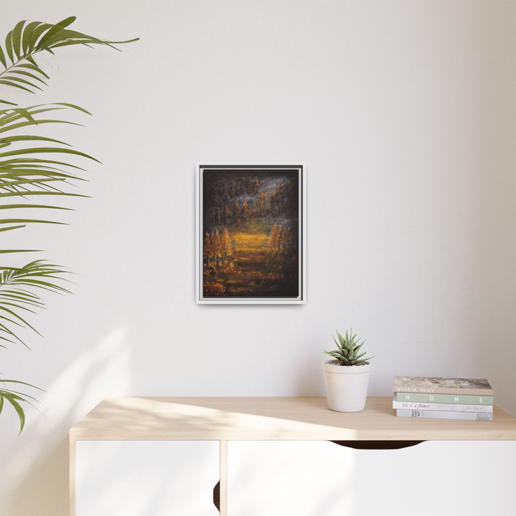 Autumn Glow Landscape - Framed Matte Canvas Wall Art