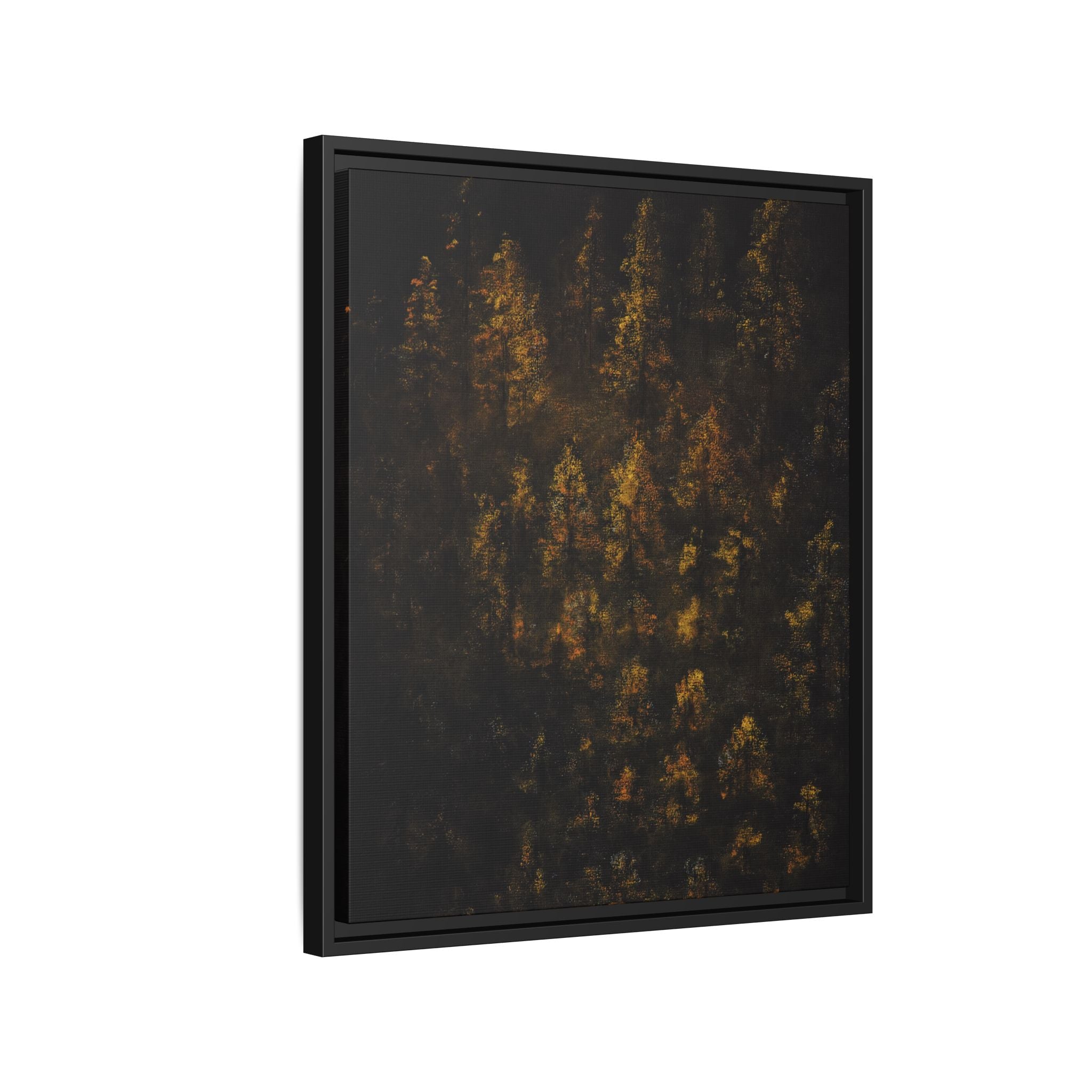Framed Matte Canvas Forest Print — Golden Autumn Trees Wall Art