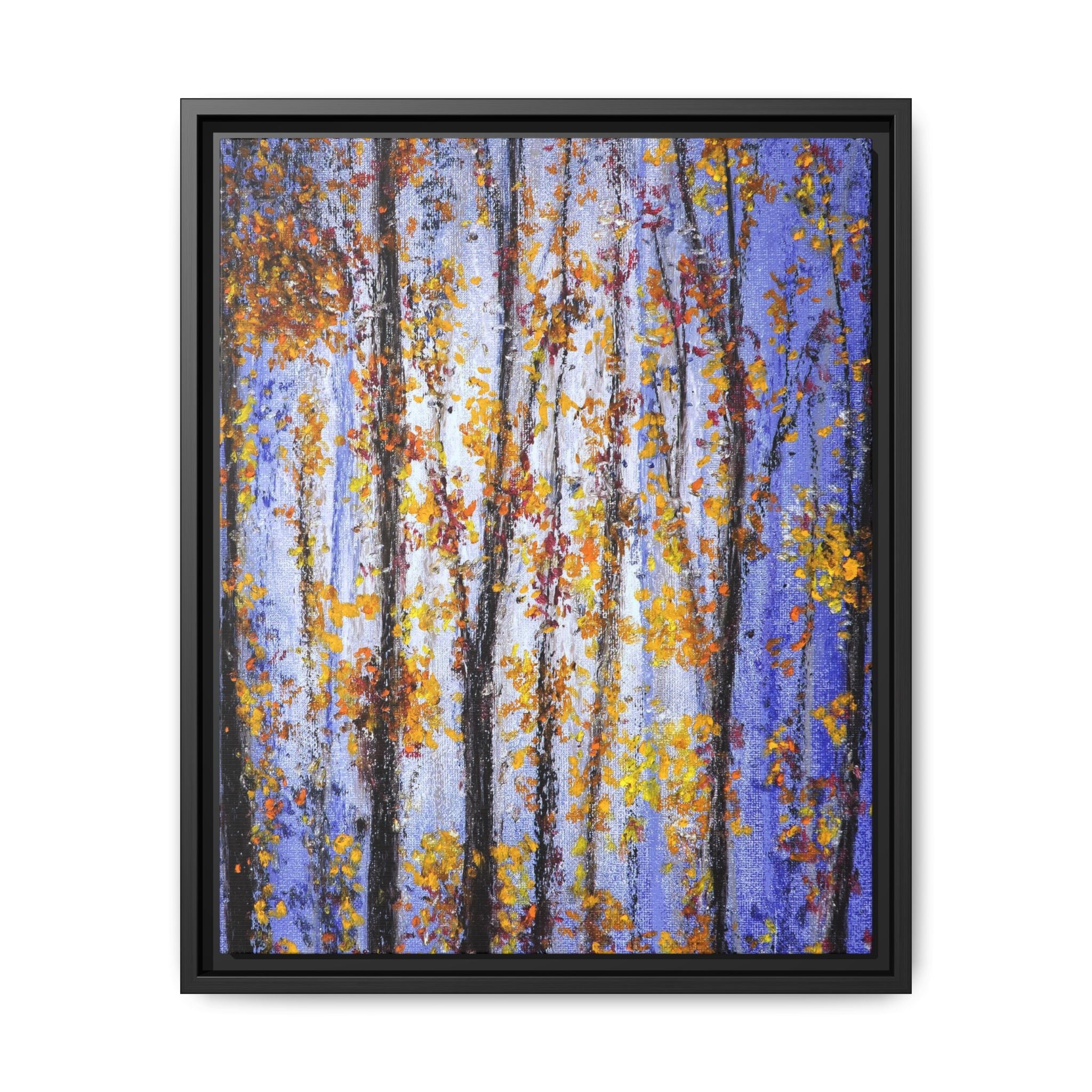 Framed Matte Canvas Art – Autumn Aspen Trees Wall Print
