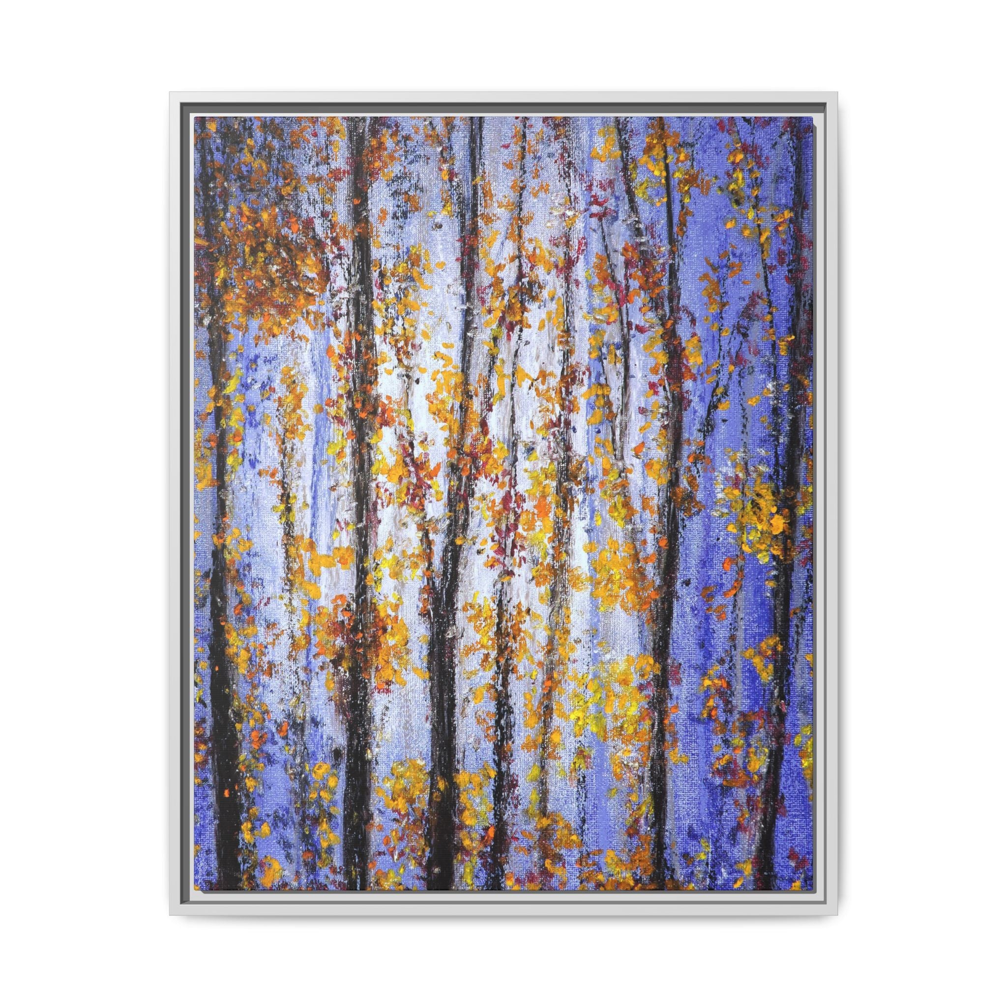 Framed Matte Canvas Art – Autumn Aspen Trees Wall Print