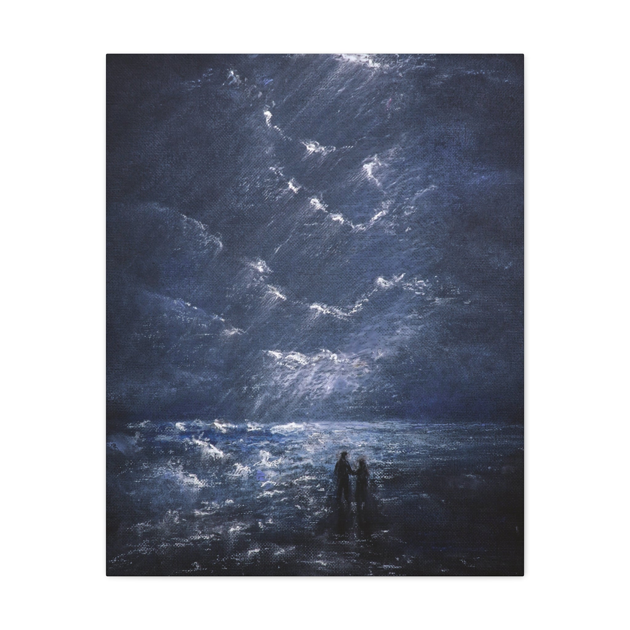 Couple on Shore at Night, Matte Stretched Wall Decor