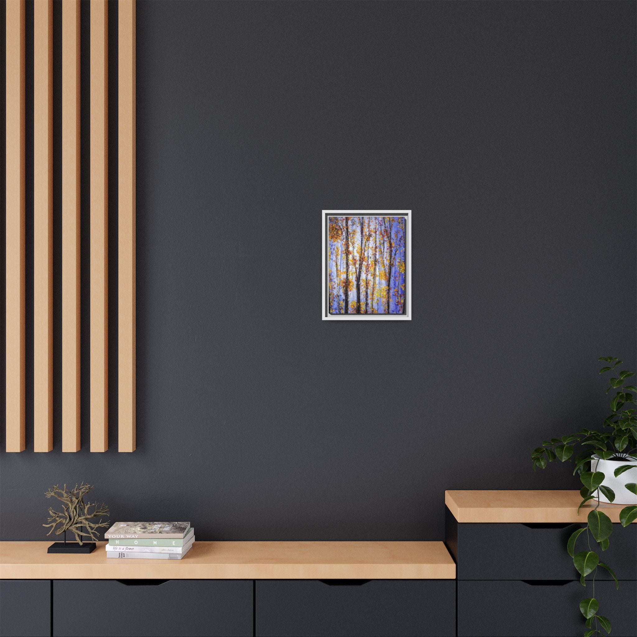 Framed Matte Canvas Art – Autumn Aspen Trees Wall Print