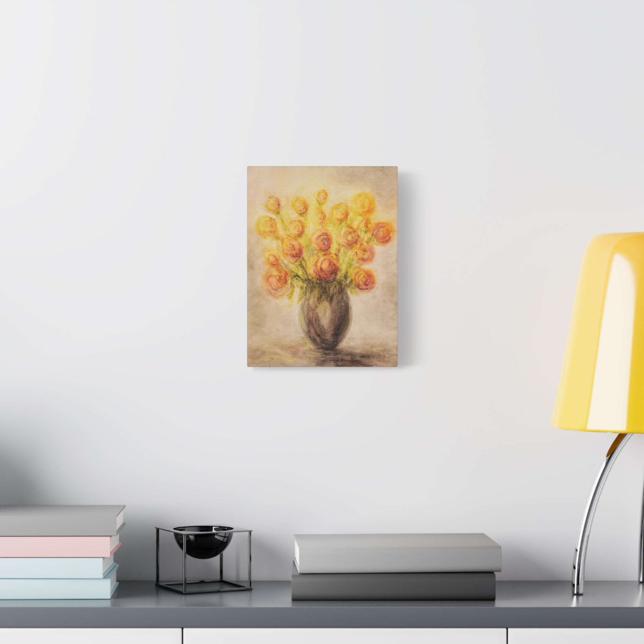 Matte Canvas Print - Golden Rose Bouquet Wall Art (Stretched 1.25")