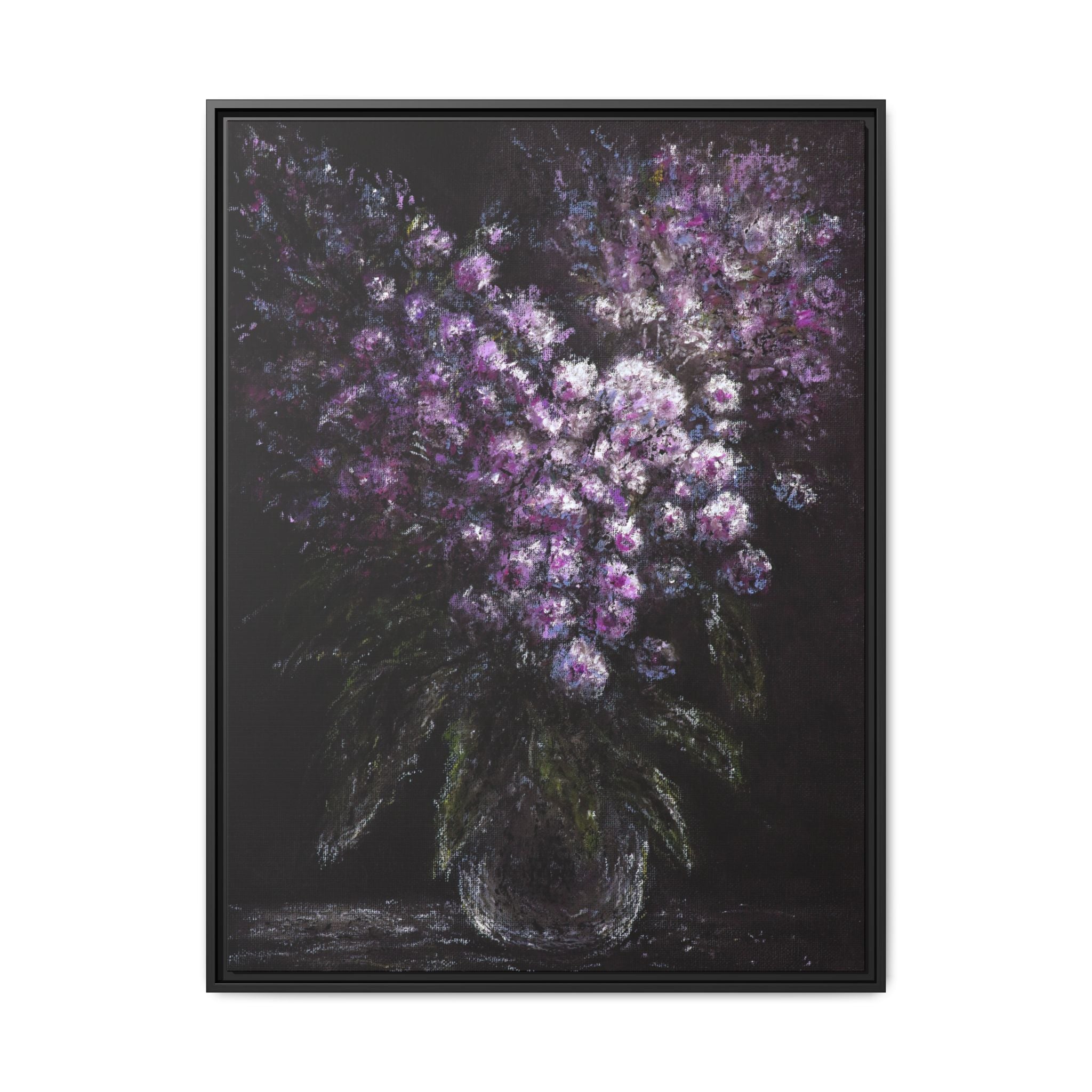 Framed Matte Canvas: Moody Purple Floral Bouquet Wall Art