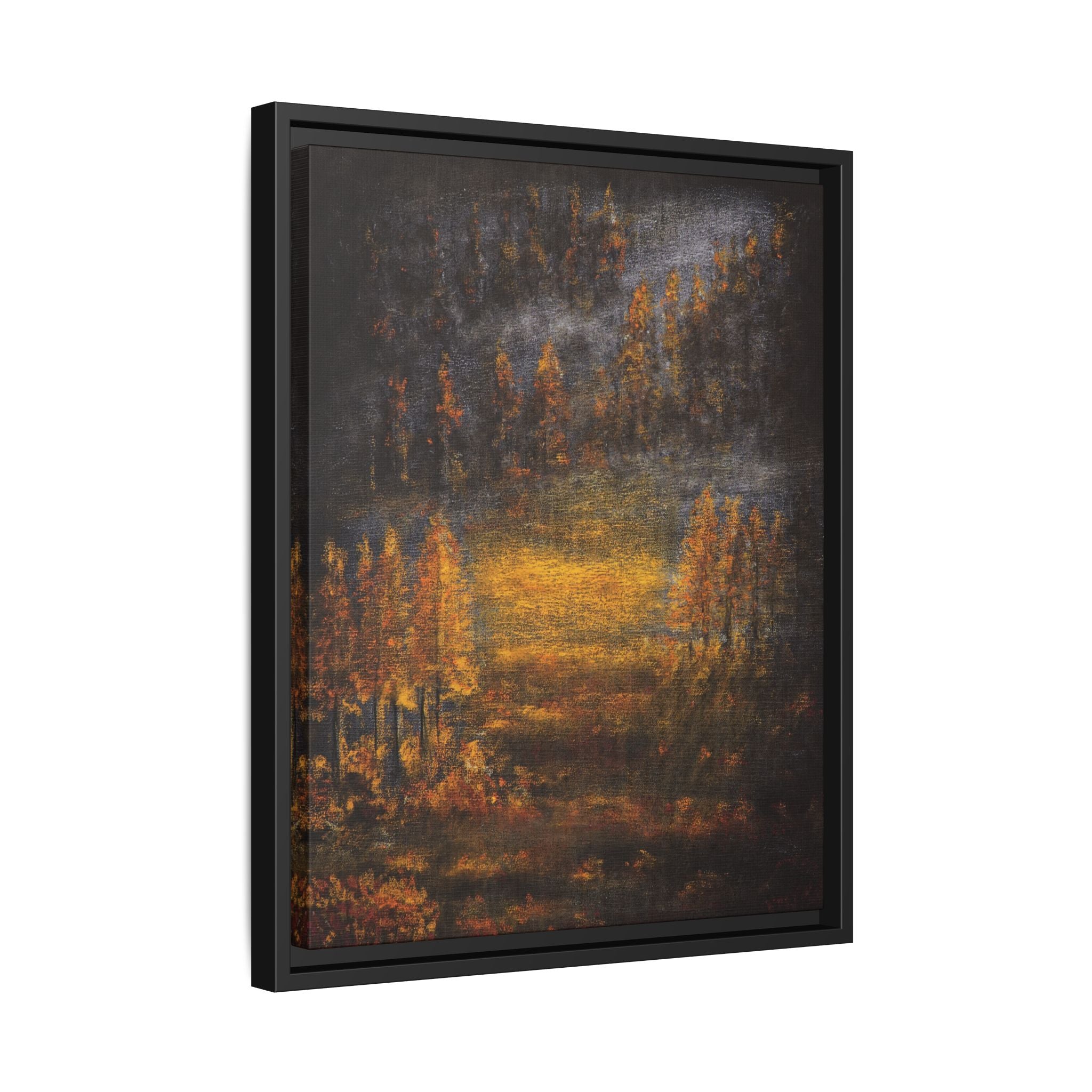 Autumn Glow Landscape - Framed Matte Canvas Wall Art