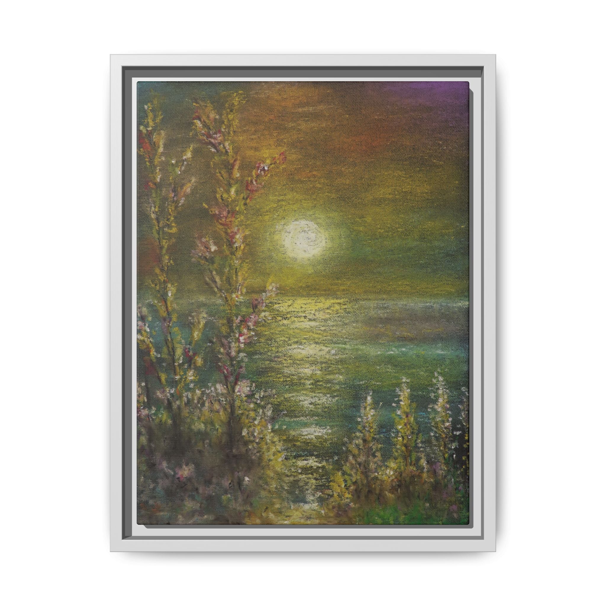 Framed Matte Canvas Print — Tranquil Moonlit Seascape