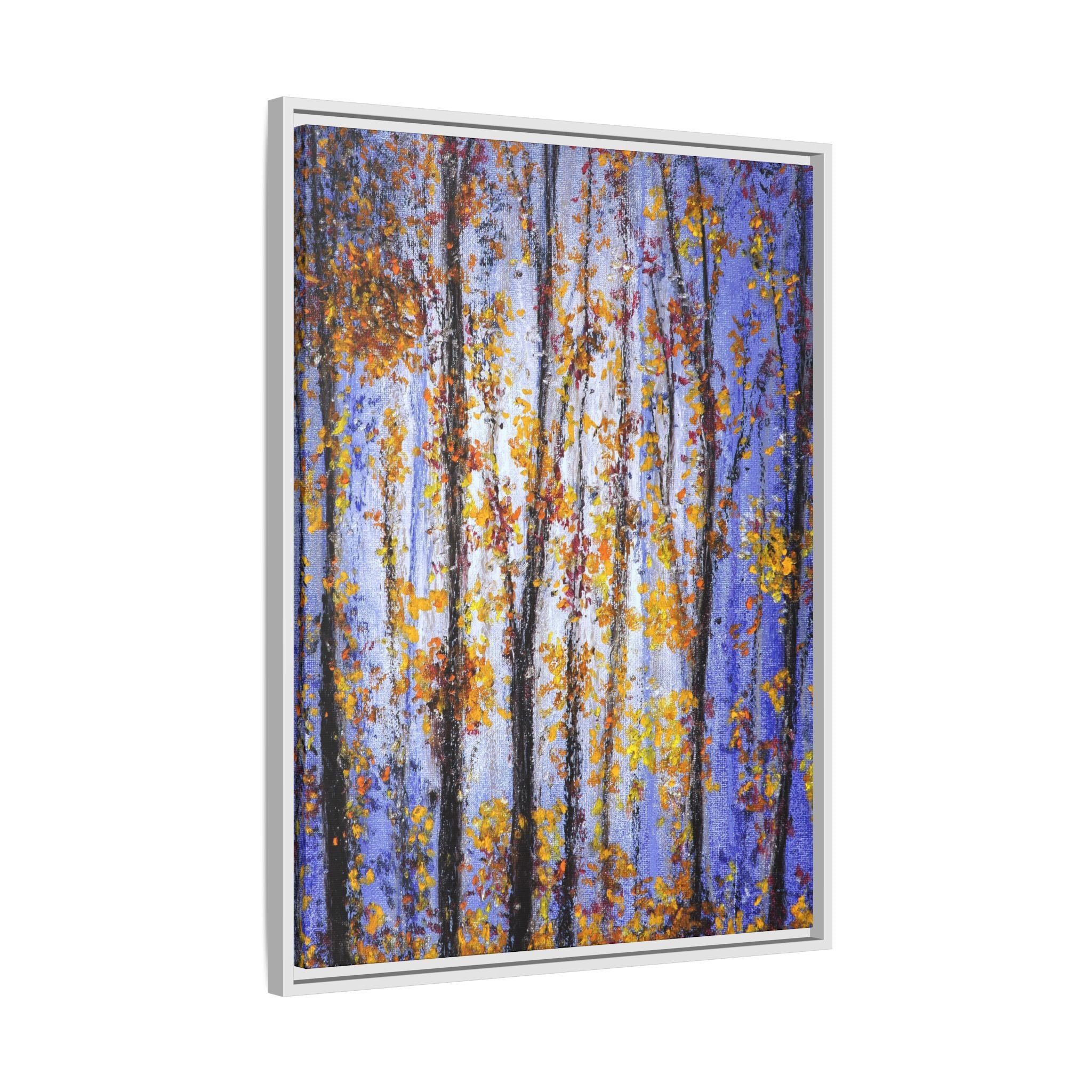 Framed Matte Canvas Art – Autumn Aspen Trees Wall Print