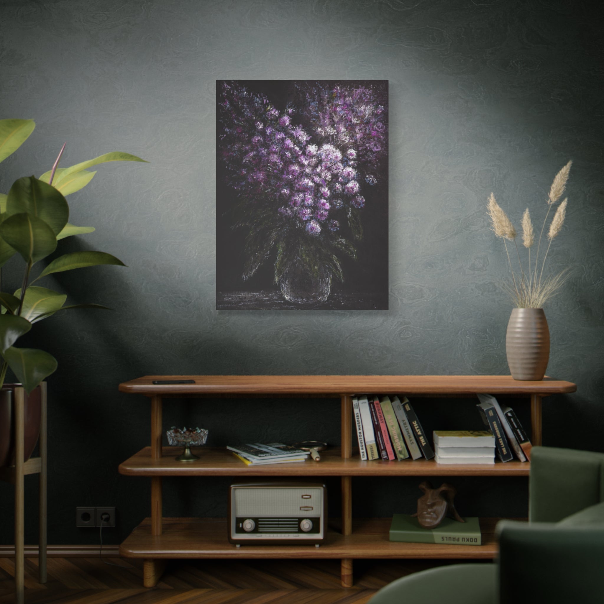 Purple Floral Bouquet Canvas Art - Matte Stretched Wall Decor