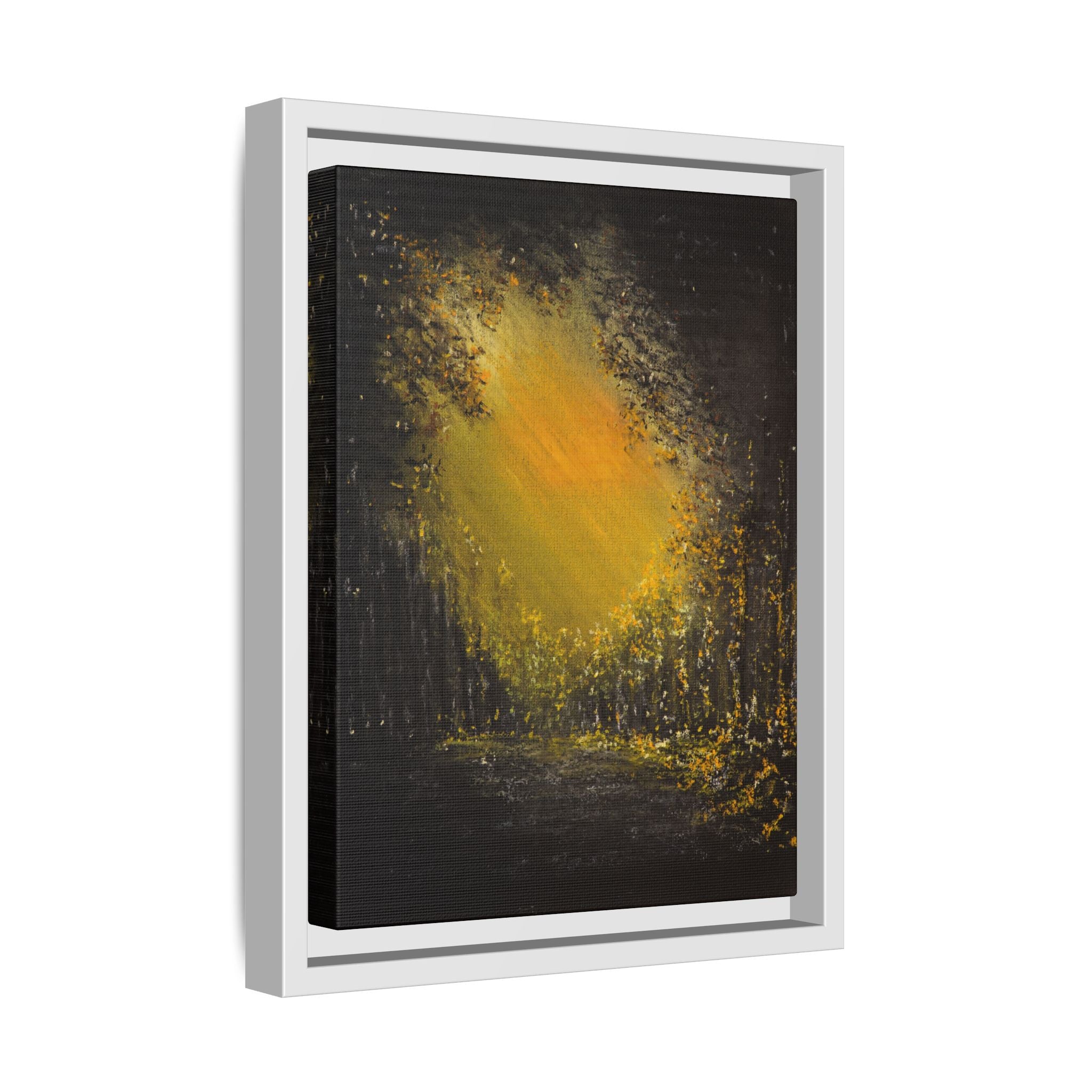 Framed Matte Canvas Wall Art — Golden Forest Glow