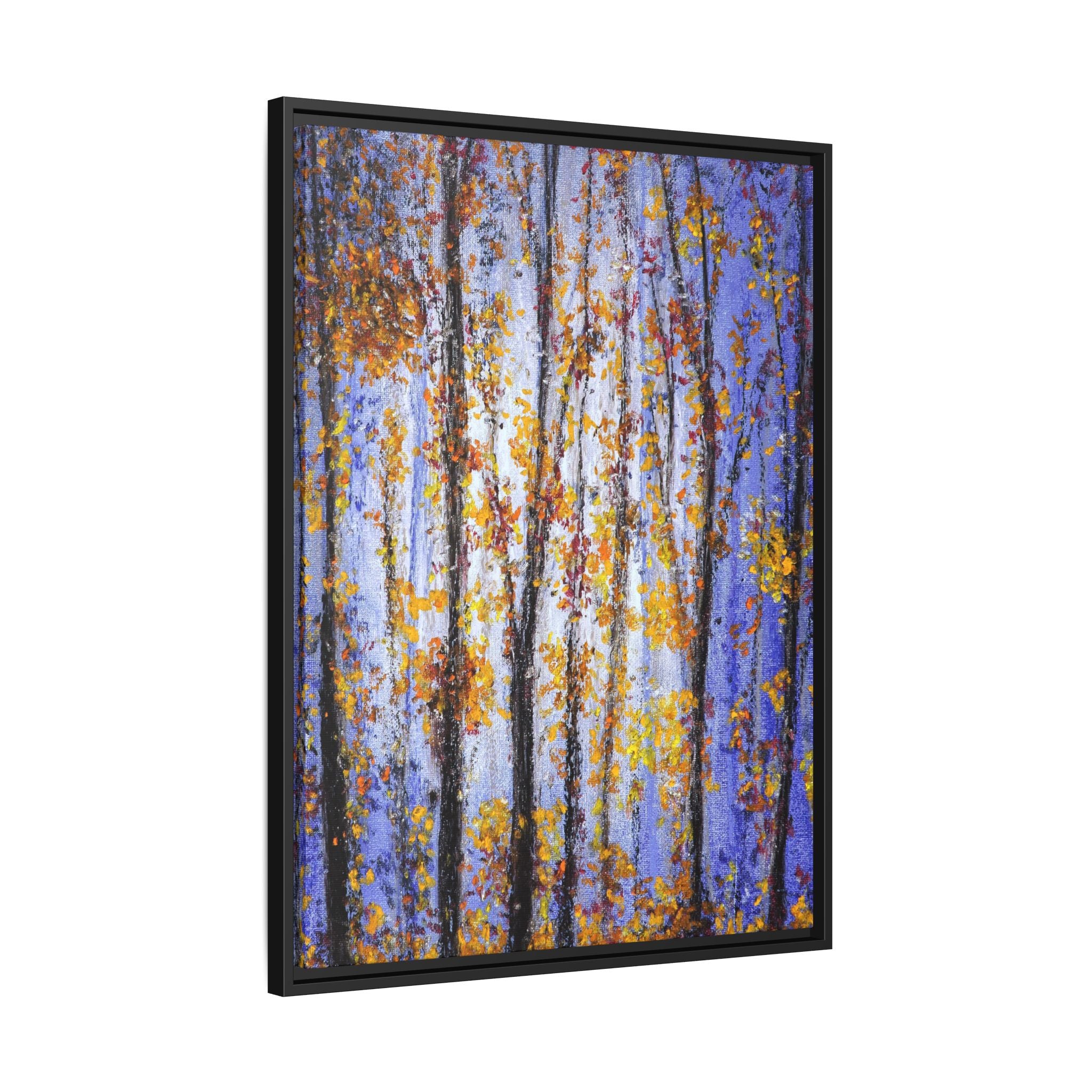Framed Matte Canvas Art – Autumn Aspen Trees Wall Print