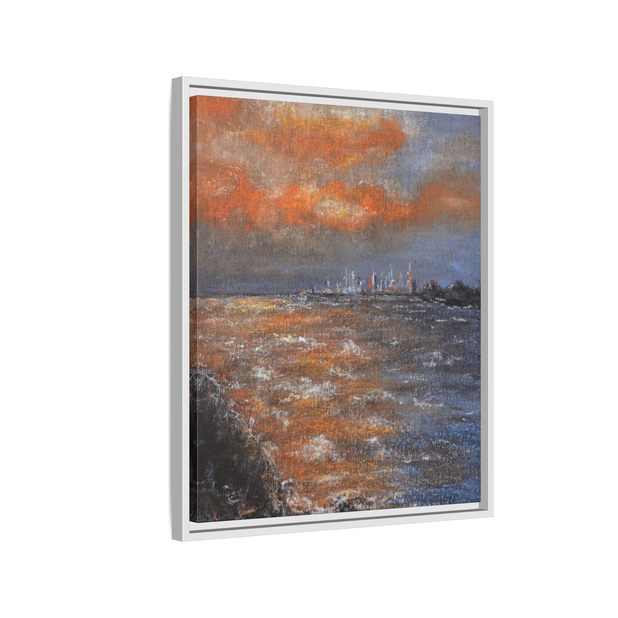 Framed Matte Canvas Print — Coastal Sunset Seascape