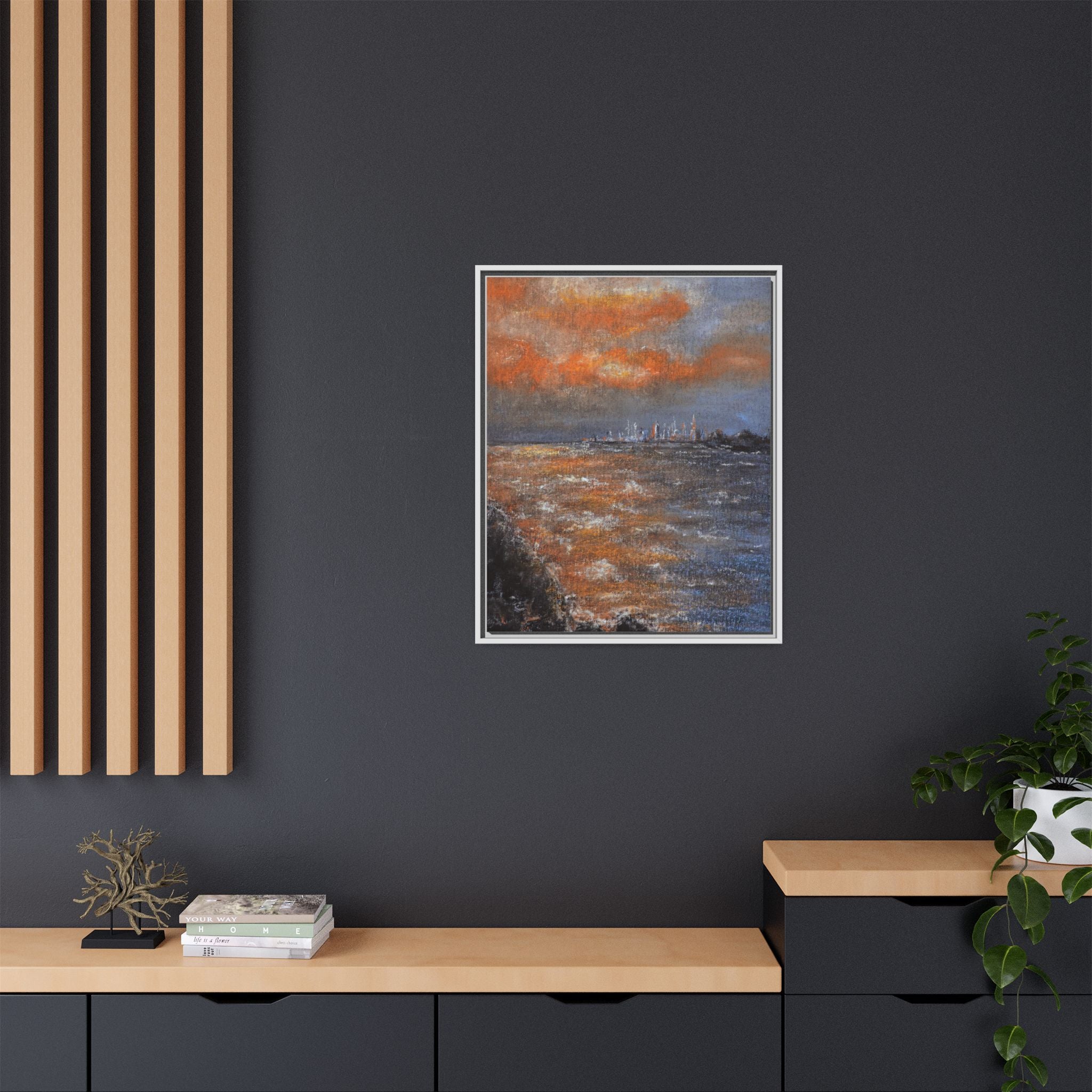 Framed Matte Canvas Print — Coastal Sunset Seascape