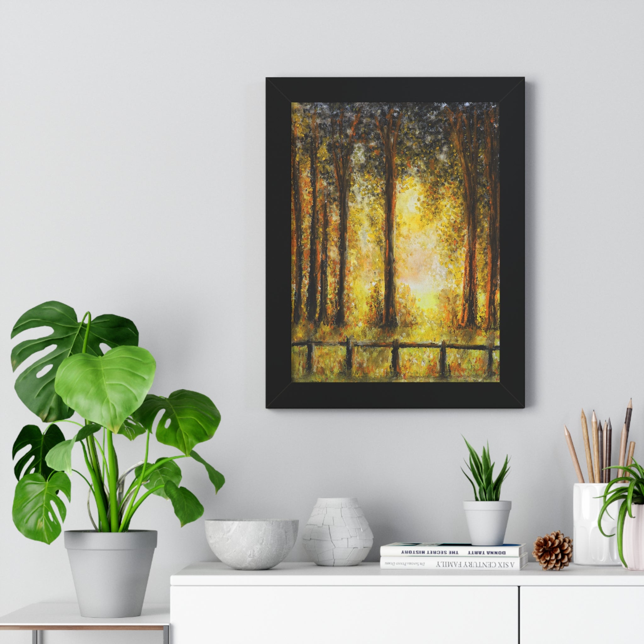 Framed Poster - Golden Forest Sunrise Art Print