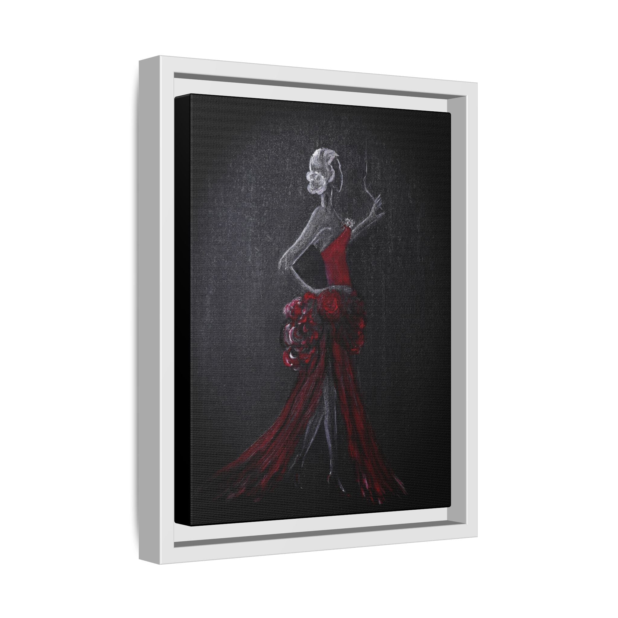 Framed Matte Canvas - Red Flamenco Dancer Art Print