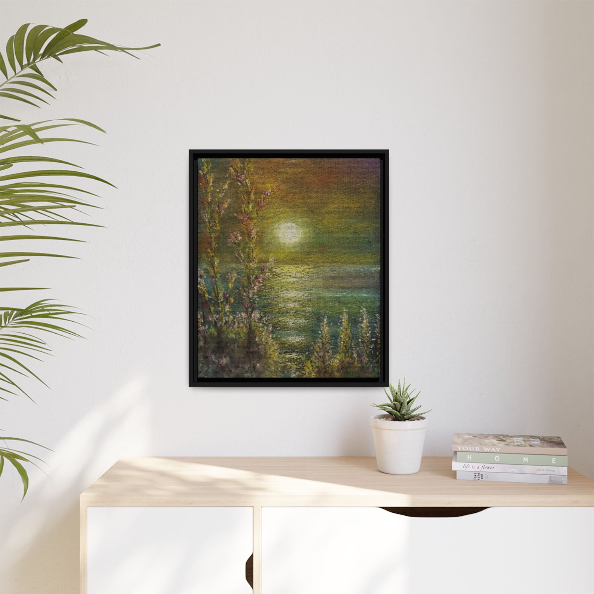 Framed Matte Canvas Print — Tranquil Moonlit Seascape