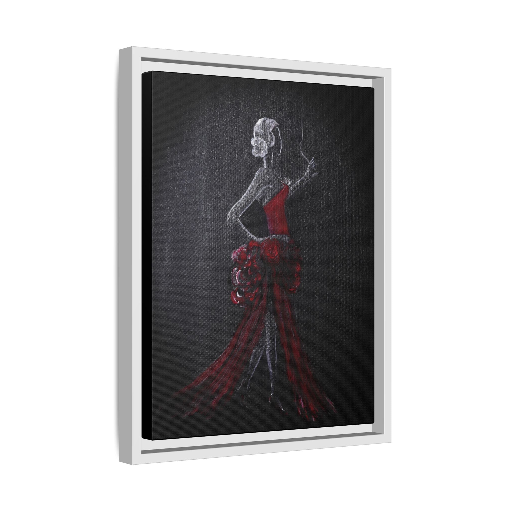 Framed Matte Canvas - Red Flamenco Dancer Art Print