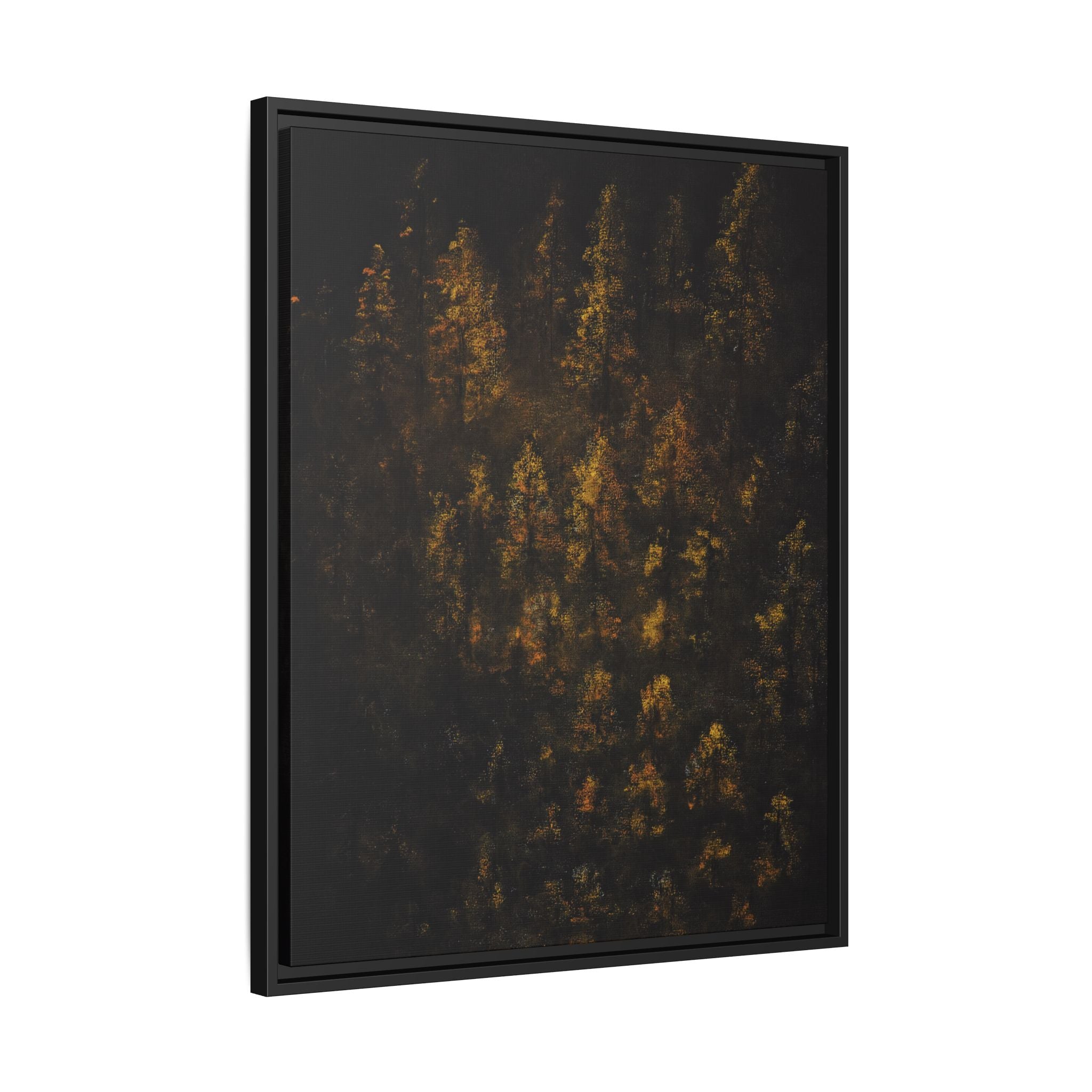 Framed Matte Canvas Forest Print — Golden Autumn Trees Wall Art